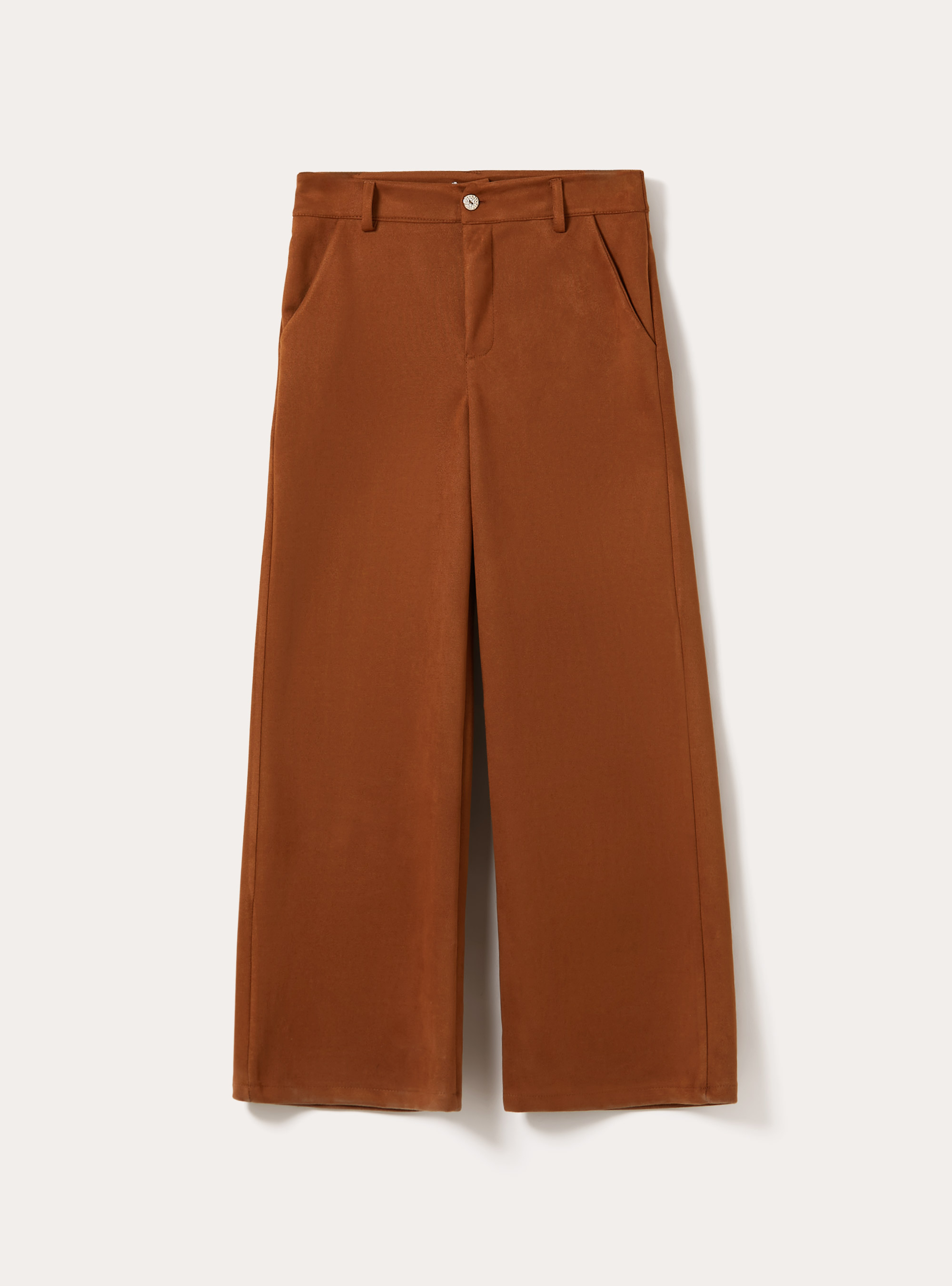 Suede-effect tailoring trousers, TB2 TOBACCO MEDIUM