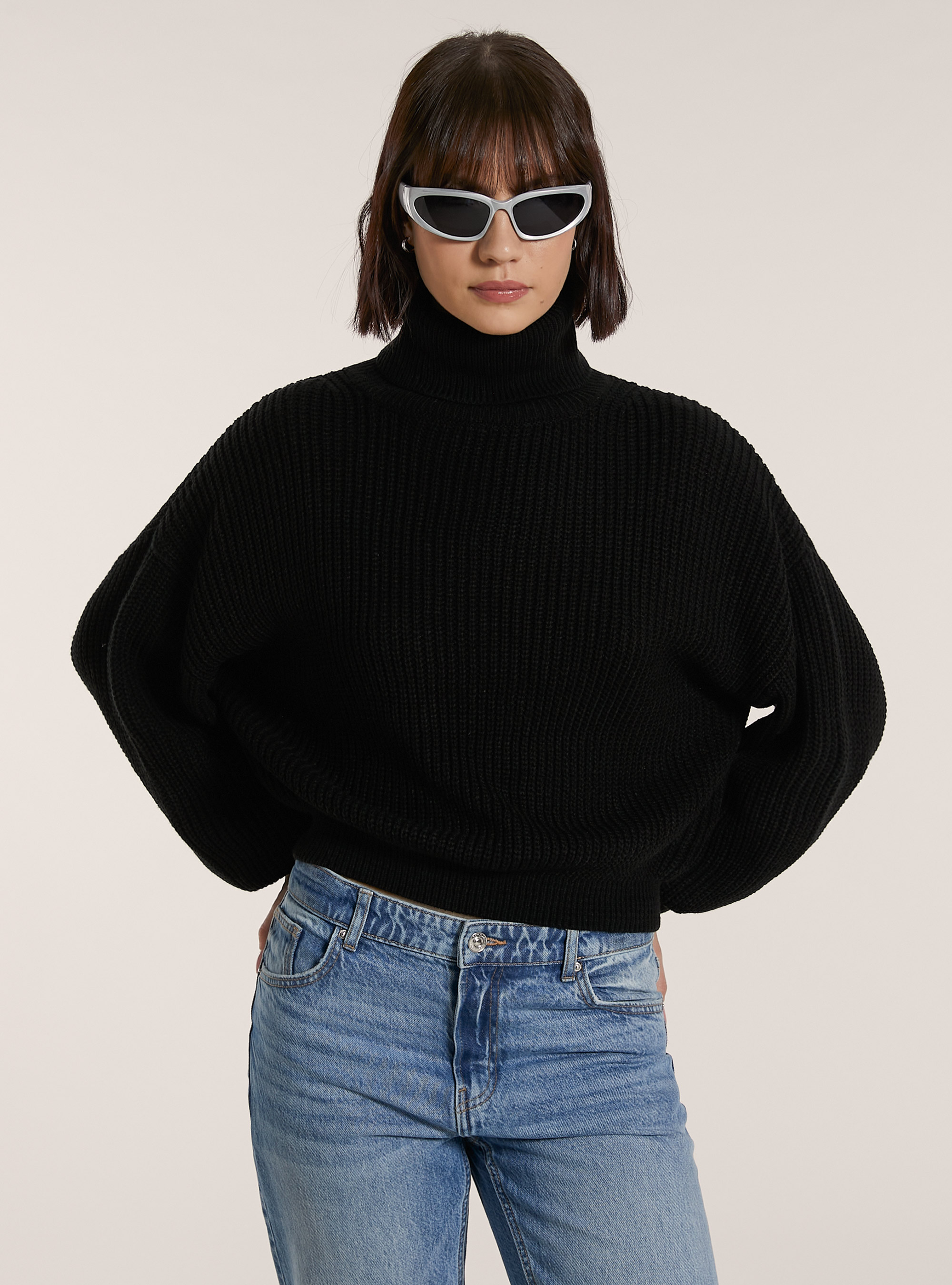 Maglia a collo alto, BK1 BLACK