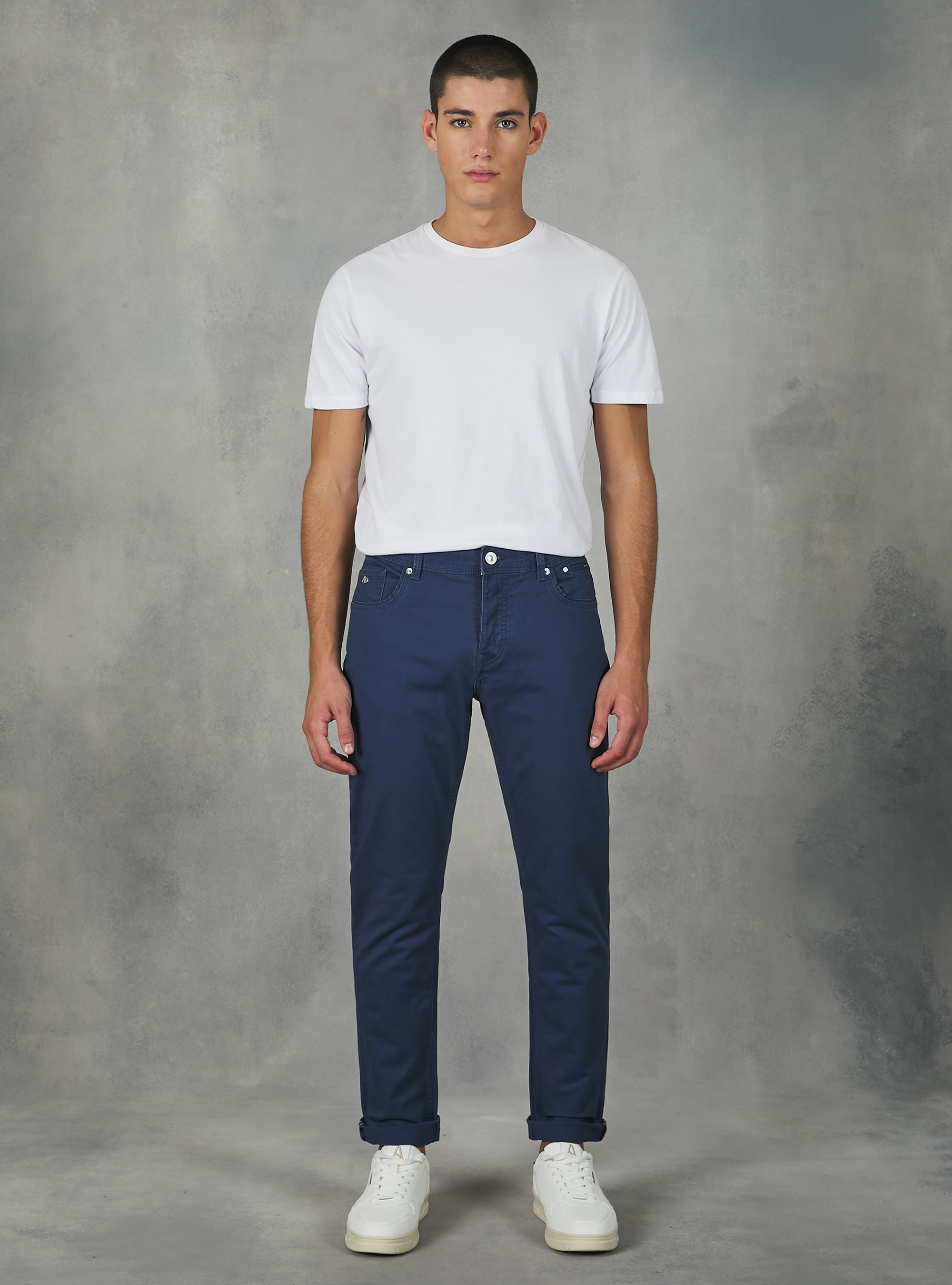 Skinny fit cotton trousers, BL2 BLUE MEDIUM