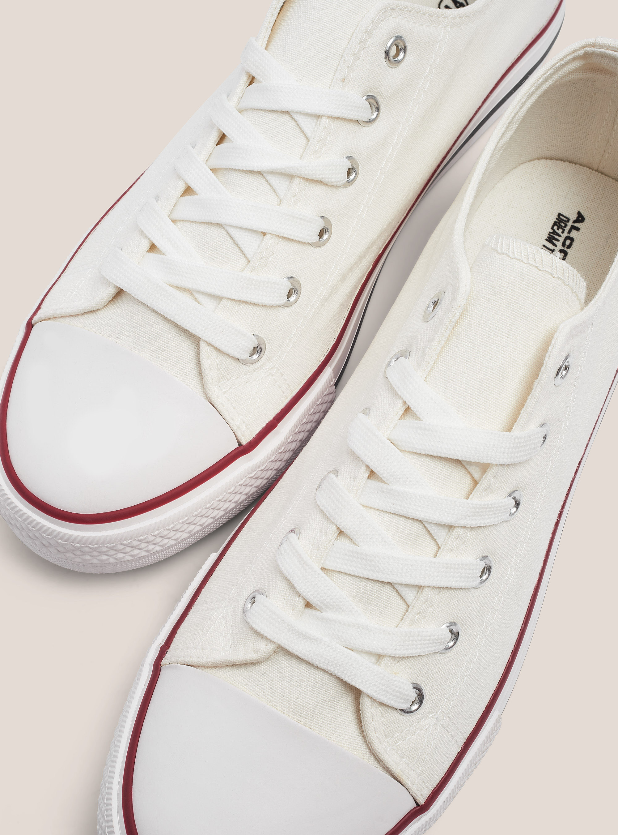 Low trainers in light fabric, WHITE