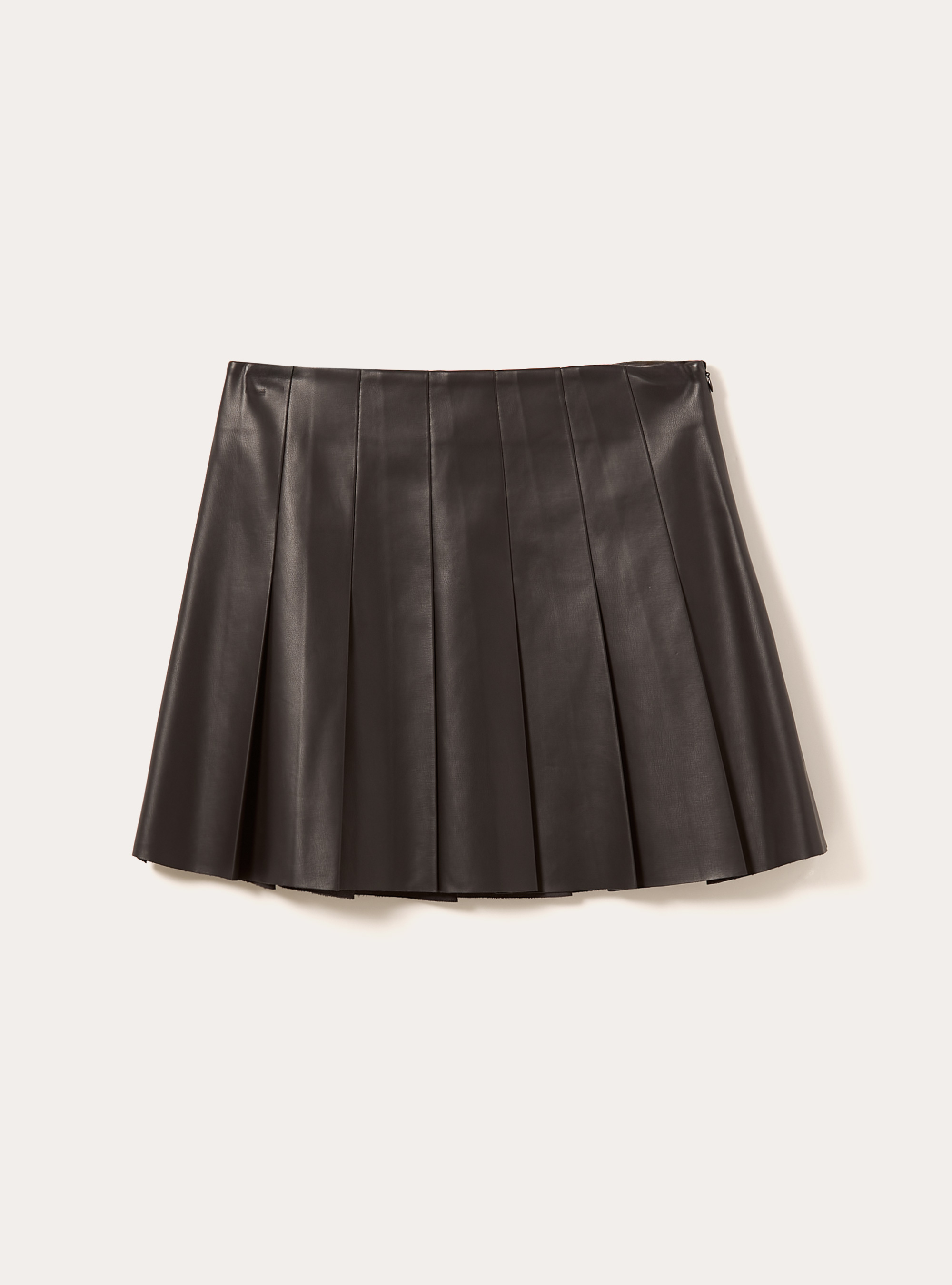 Leather-effect pleated mini skirt, BK1 BLACK
