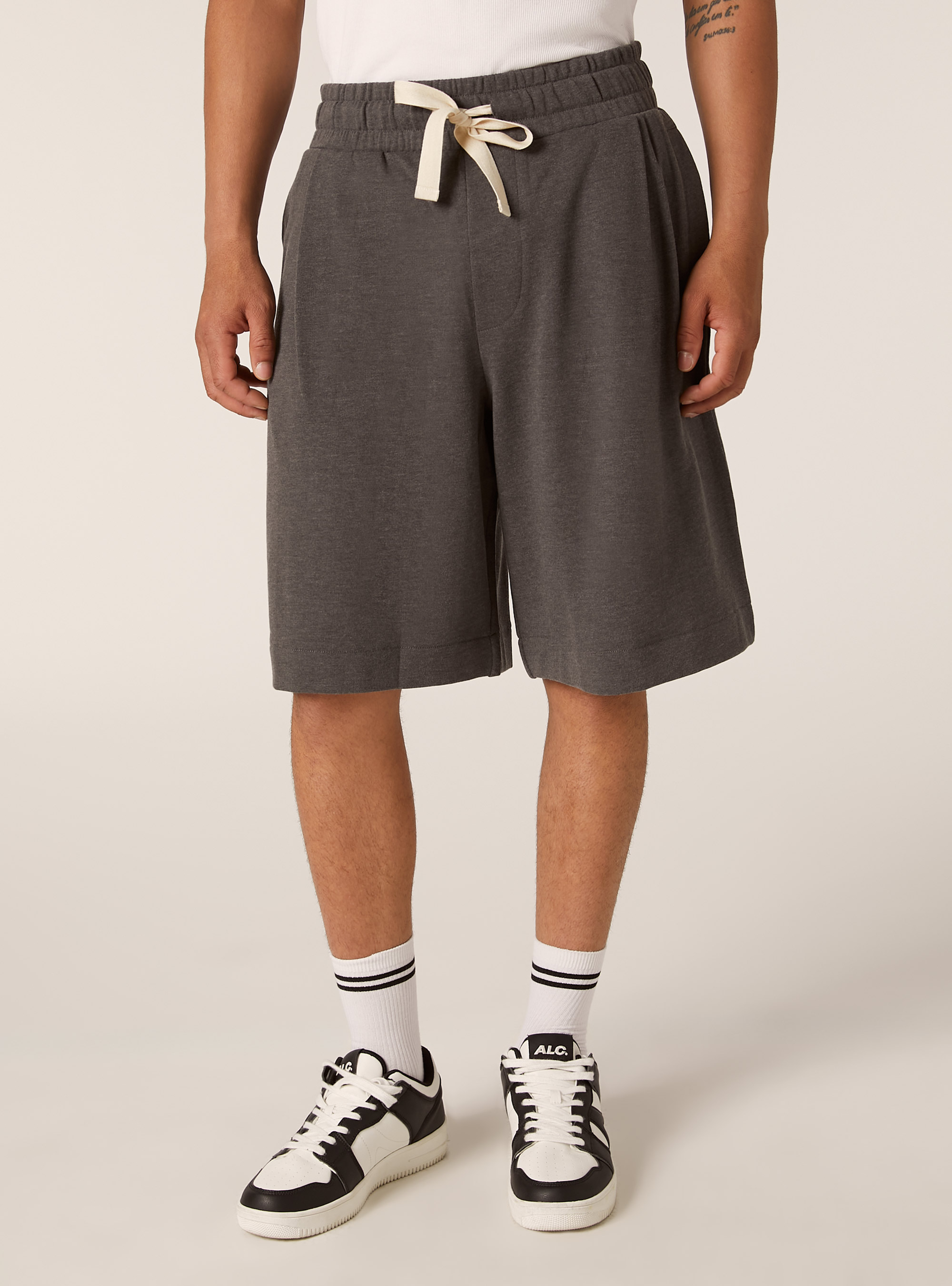 Plush baggy fit bermuda shorts, MGY1 GREY MEL DARK