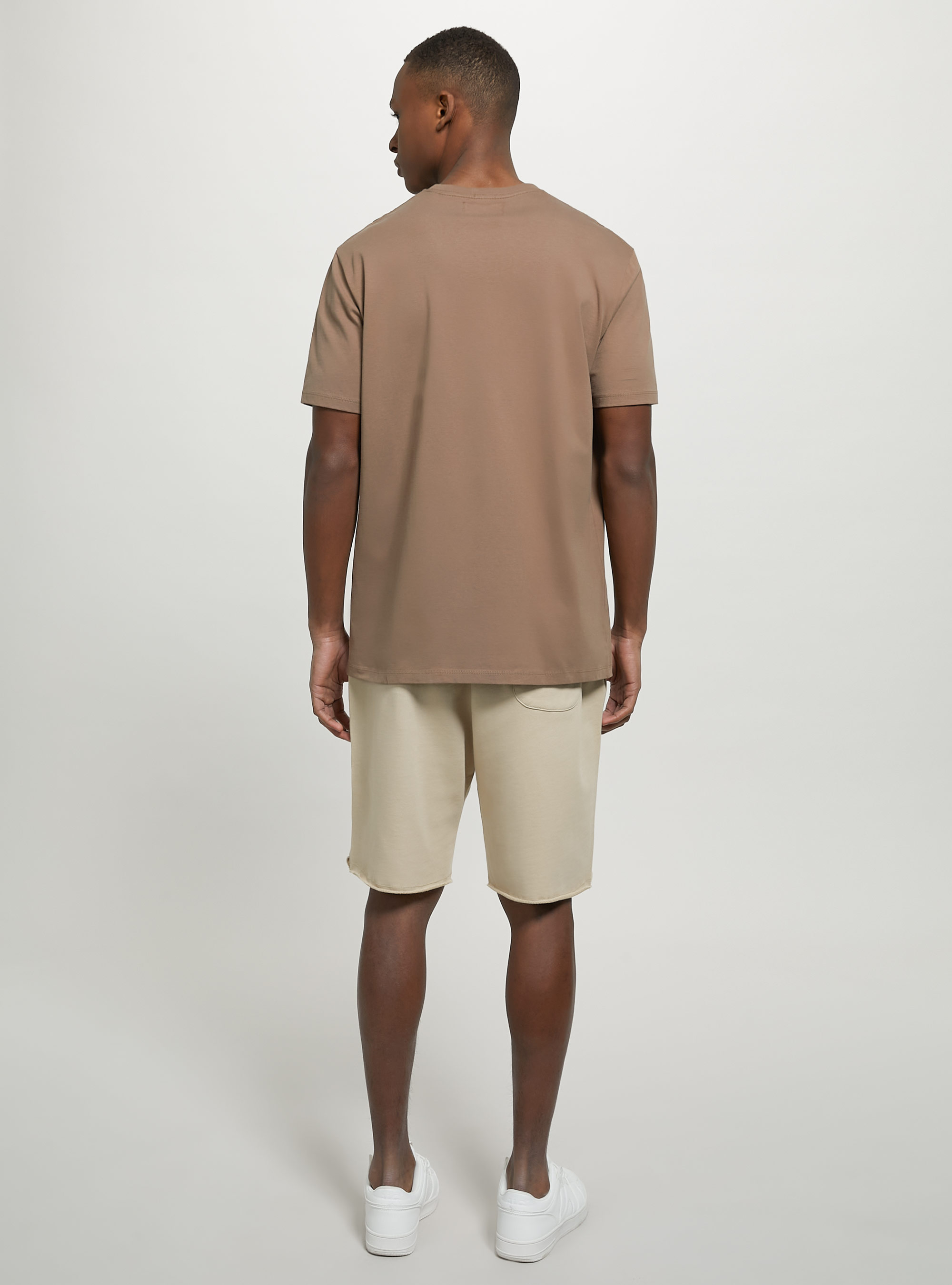 Camiseta de algod&oacute;n con cuello redondo, BR2 BROWN MEDIUM