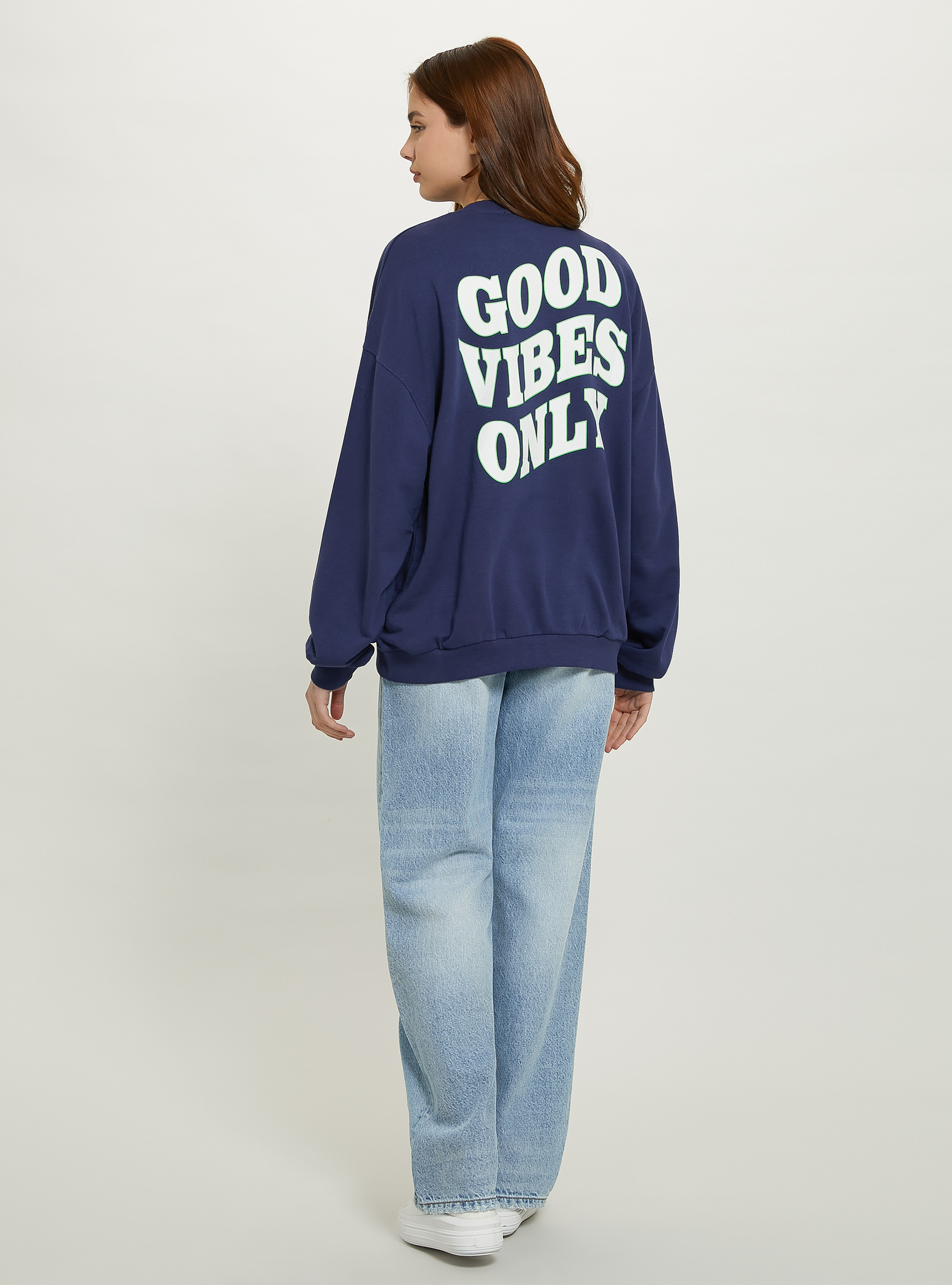 Oversize sweatshirt with print, NA2 NAVY MEDIUM