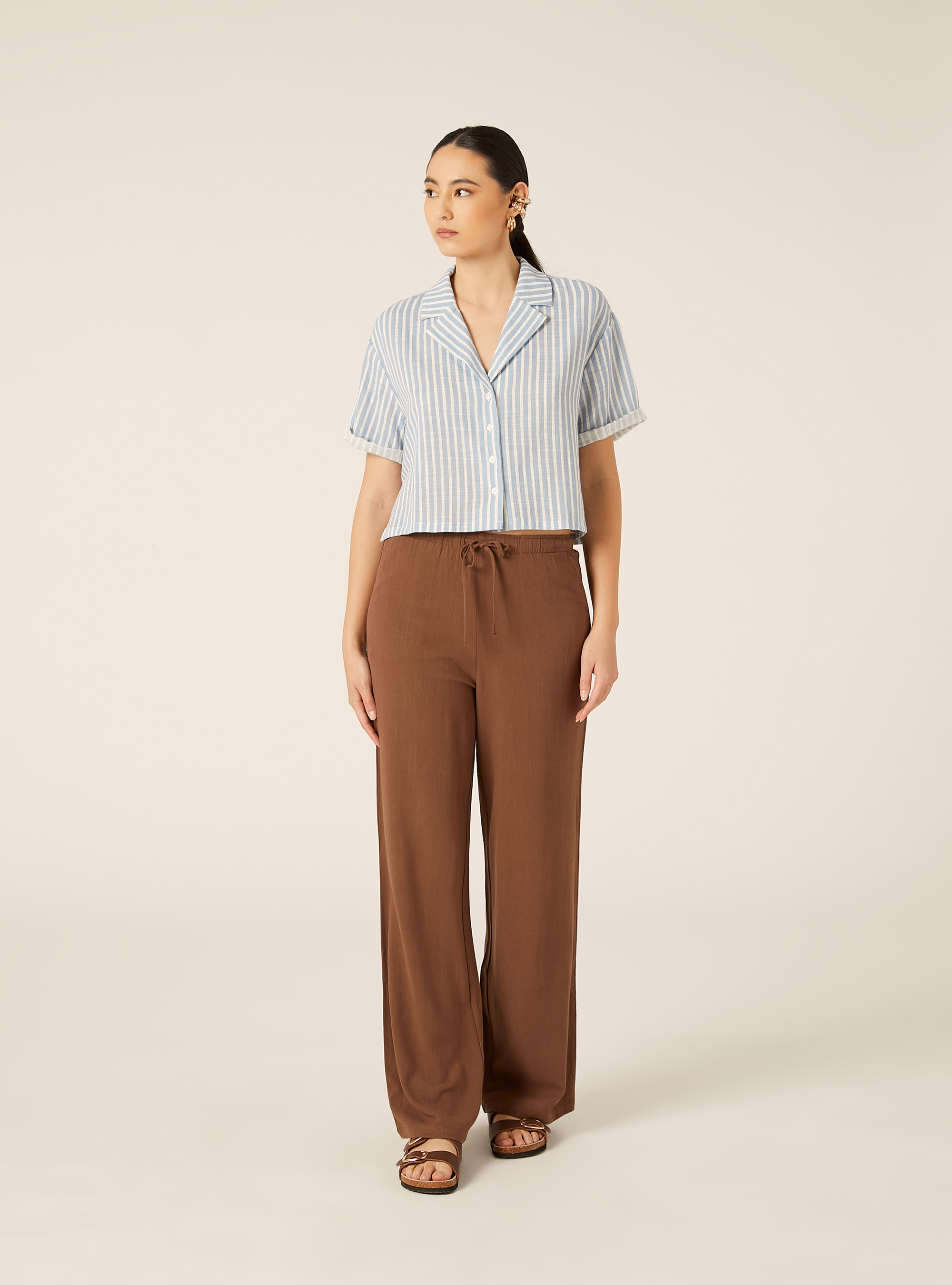 Camicia maniche corte crop, STRIPES