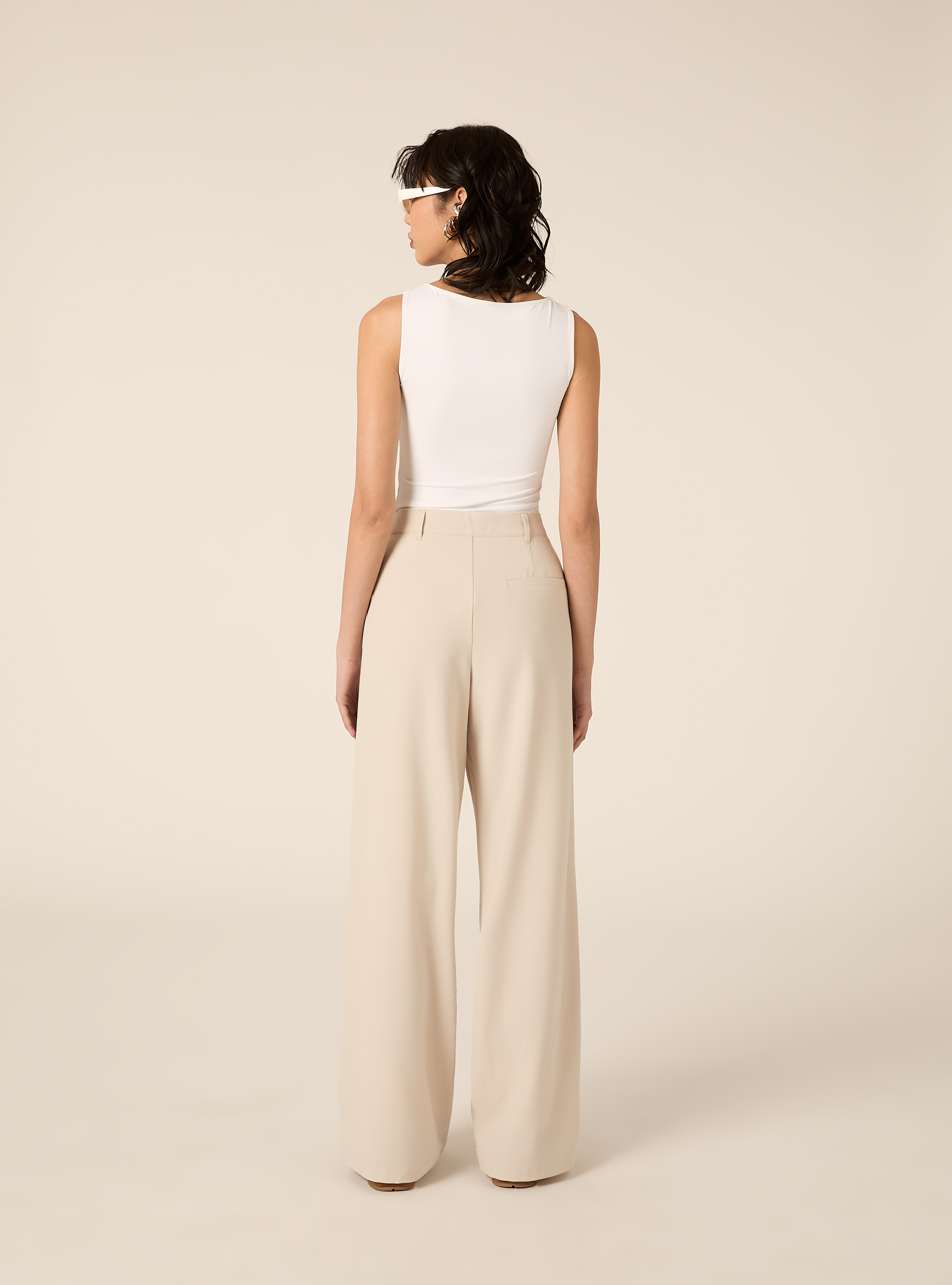 Pantaloni wide leg, BG3 BEIGE LIGHT