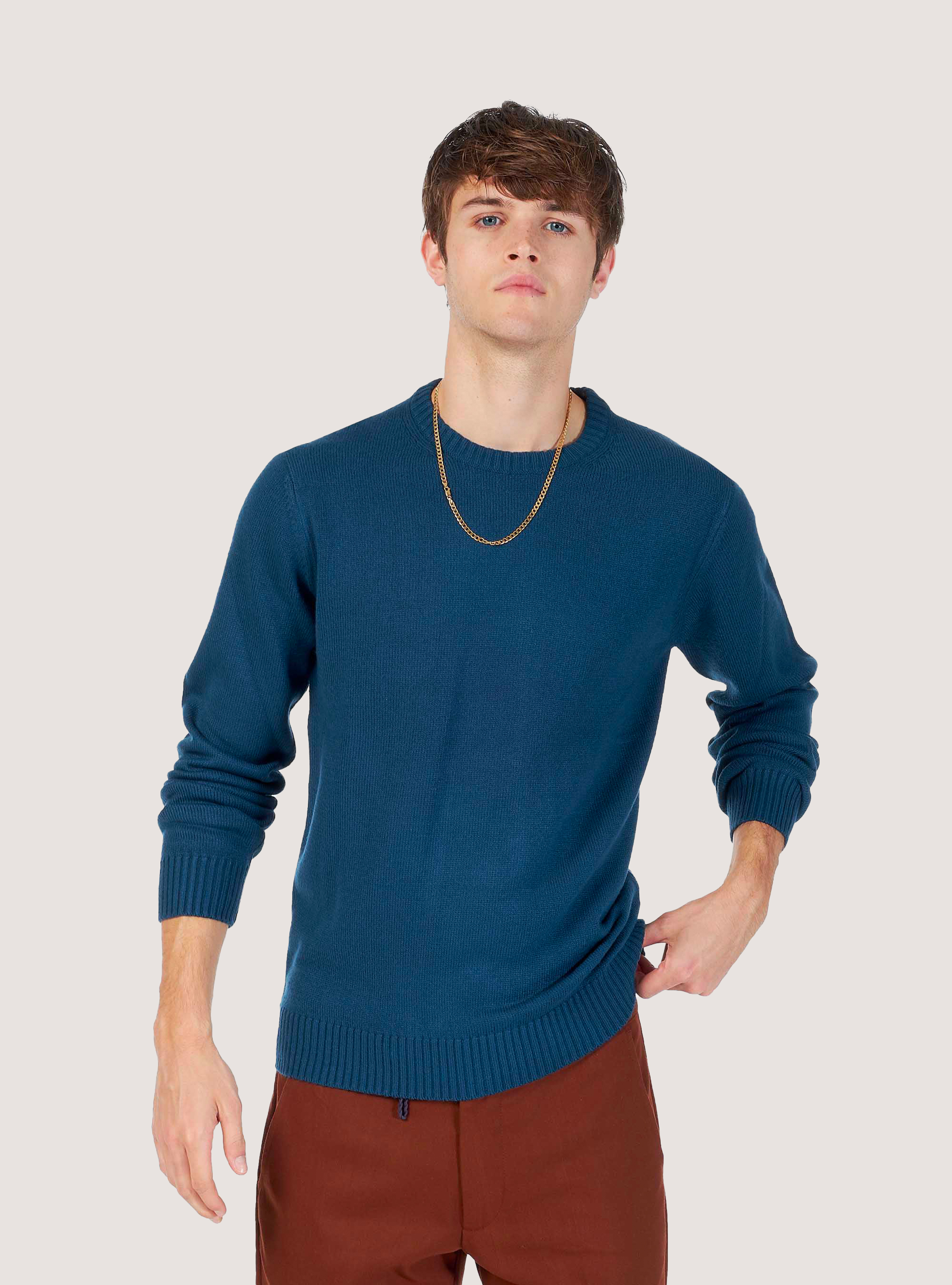 JERSEY CUELLO REDONDO, ACEITE AZUL