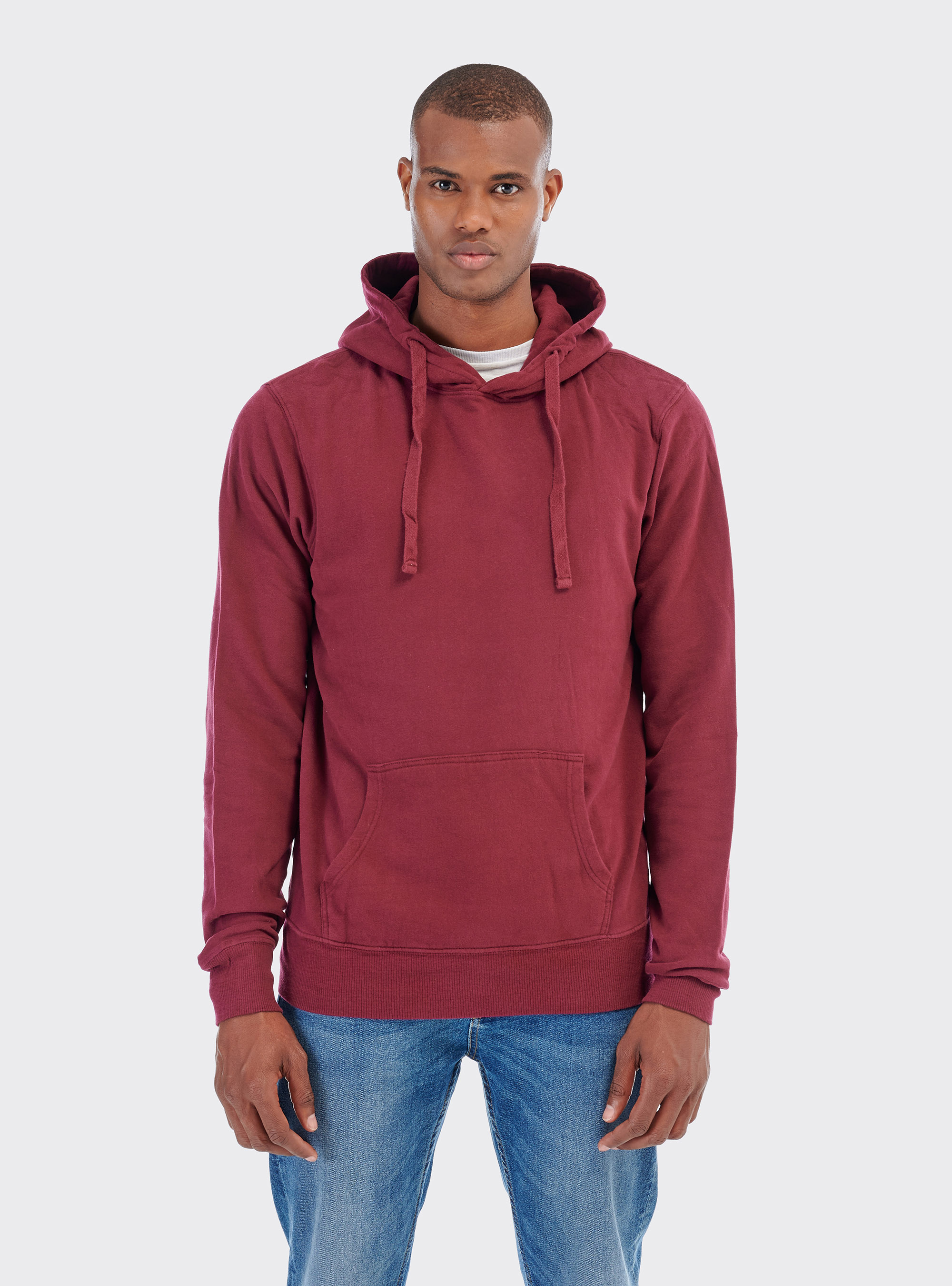 Plain-coloured hooded sweatshirt, BORDEAUX