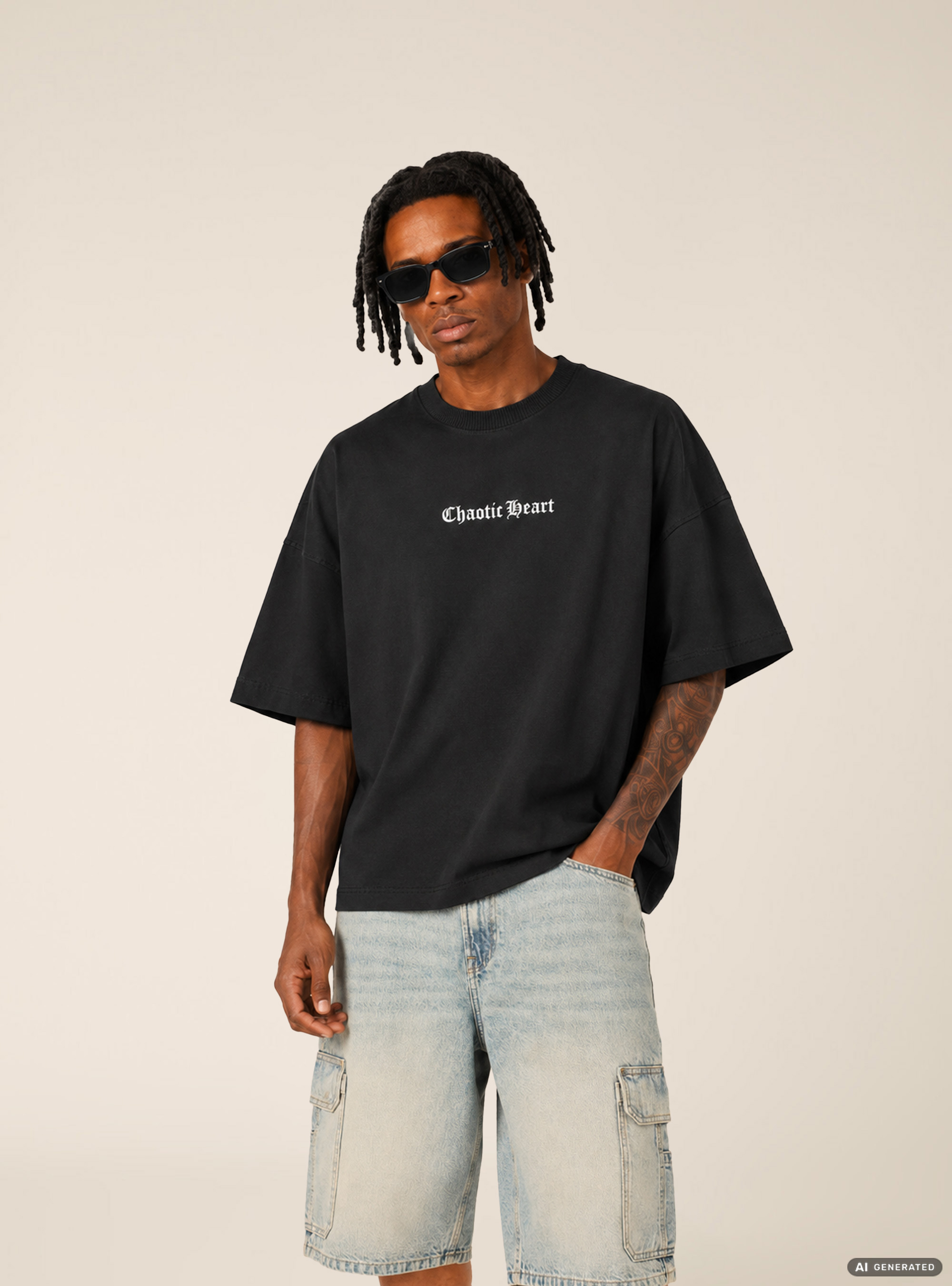 Printed Boxy Fit T-Shirt, BK1 BLACK