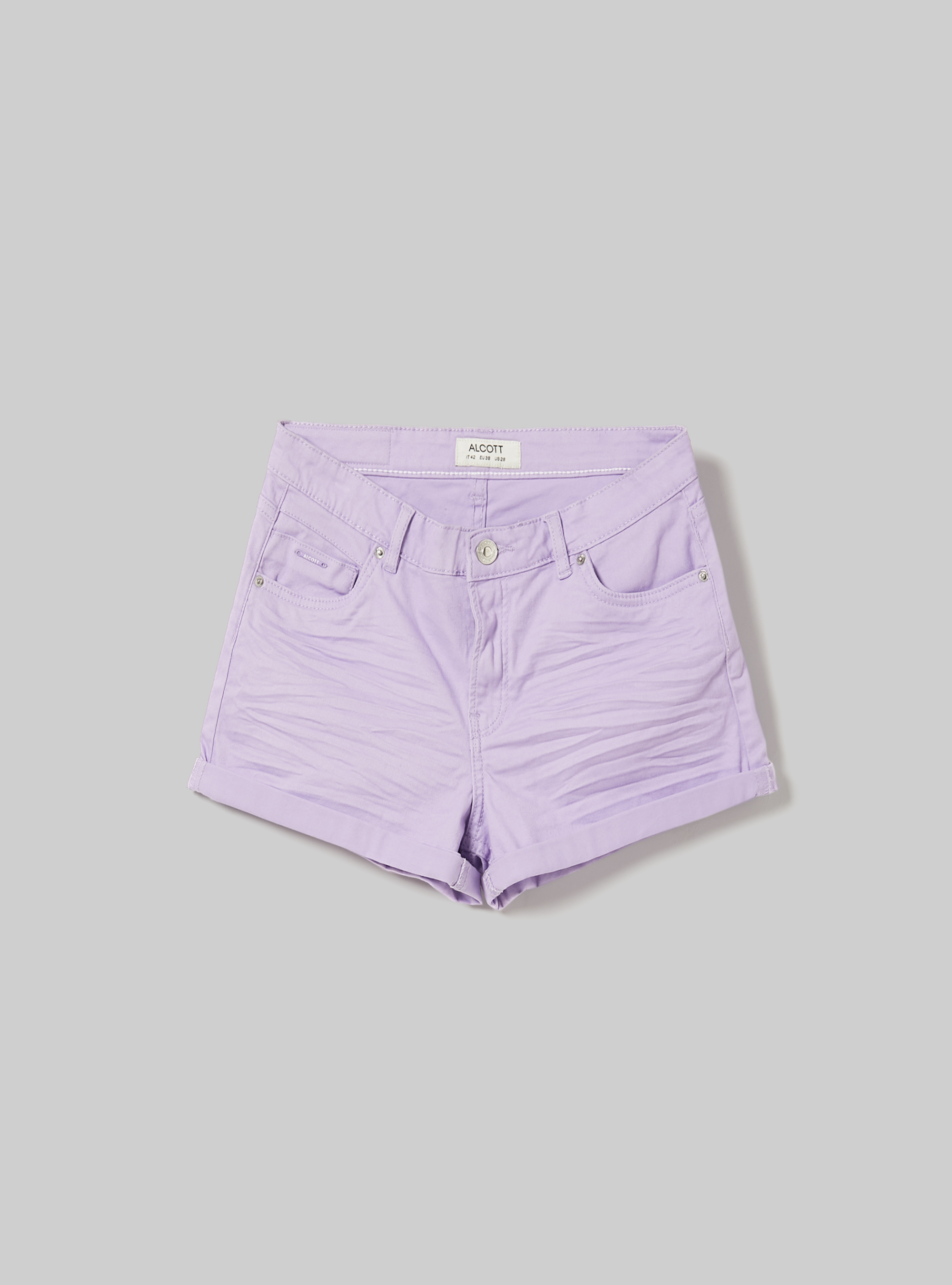 Stretch twill shorts with turn-ups, LC2 LILLAC MEDIUM