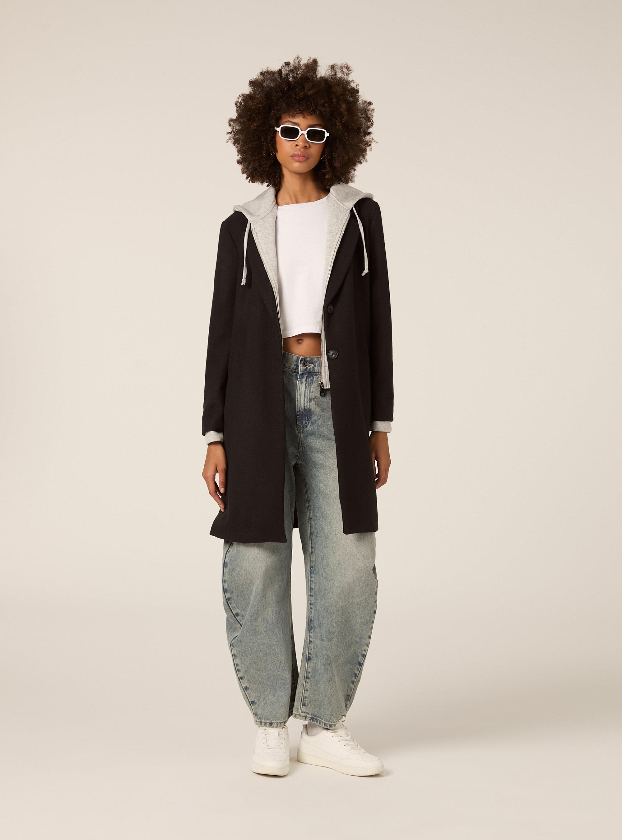 Manteau double tissu, BK1 BLACK