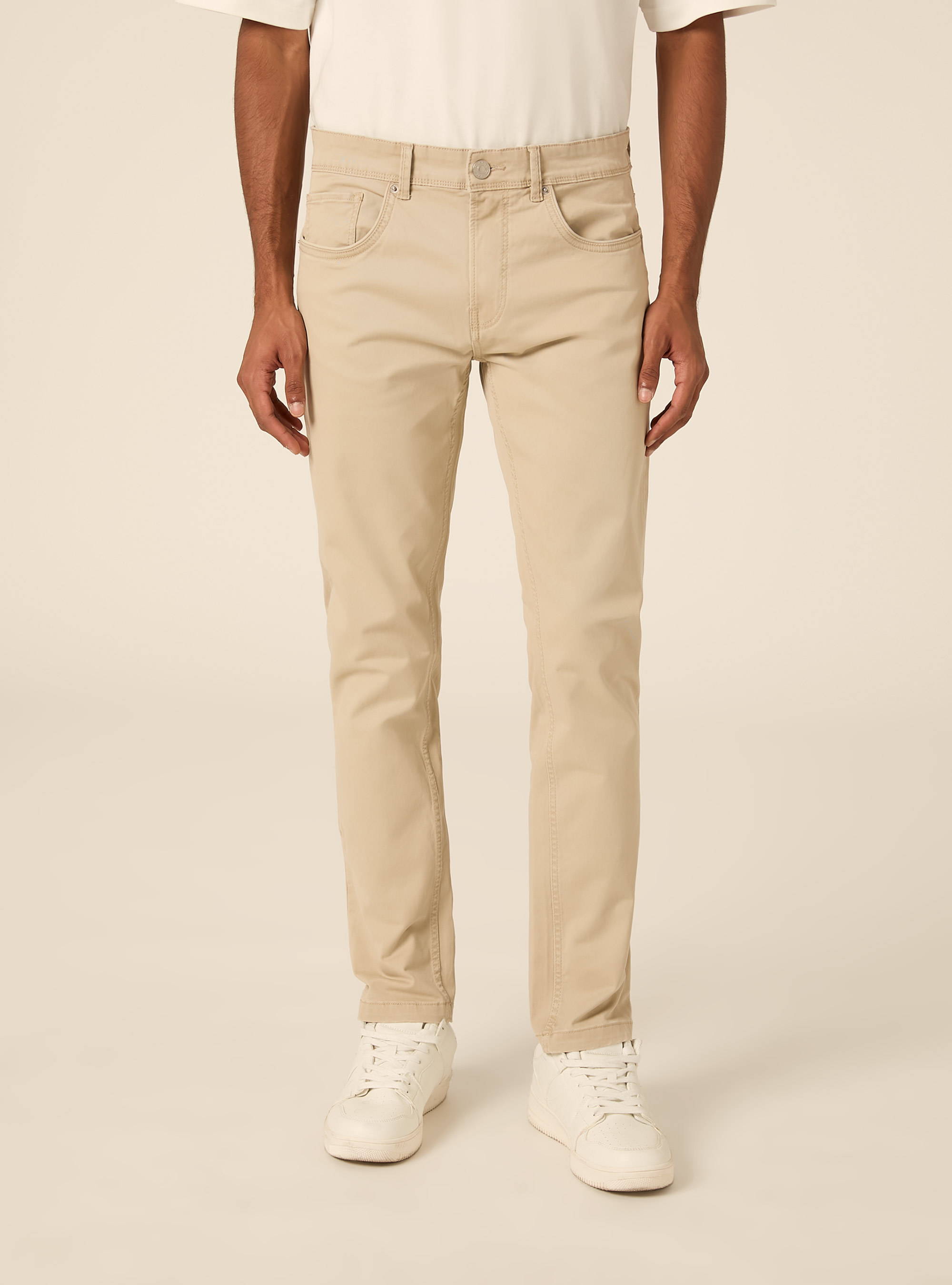 Pantaloni 5 tasche in twill, BG2 BEIGE MEDIUM