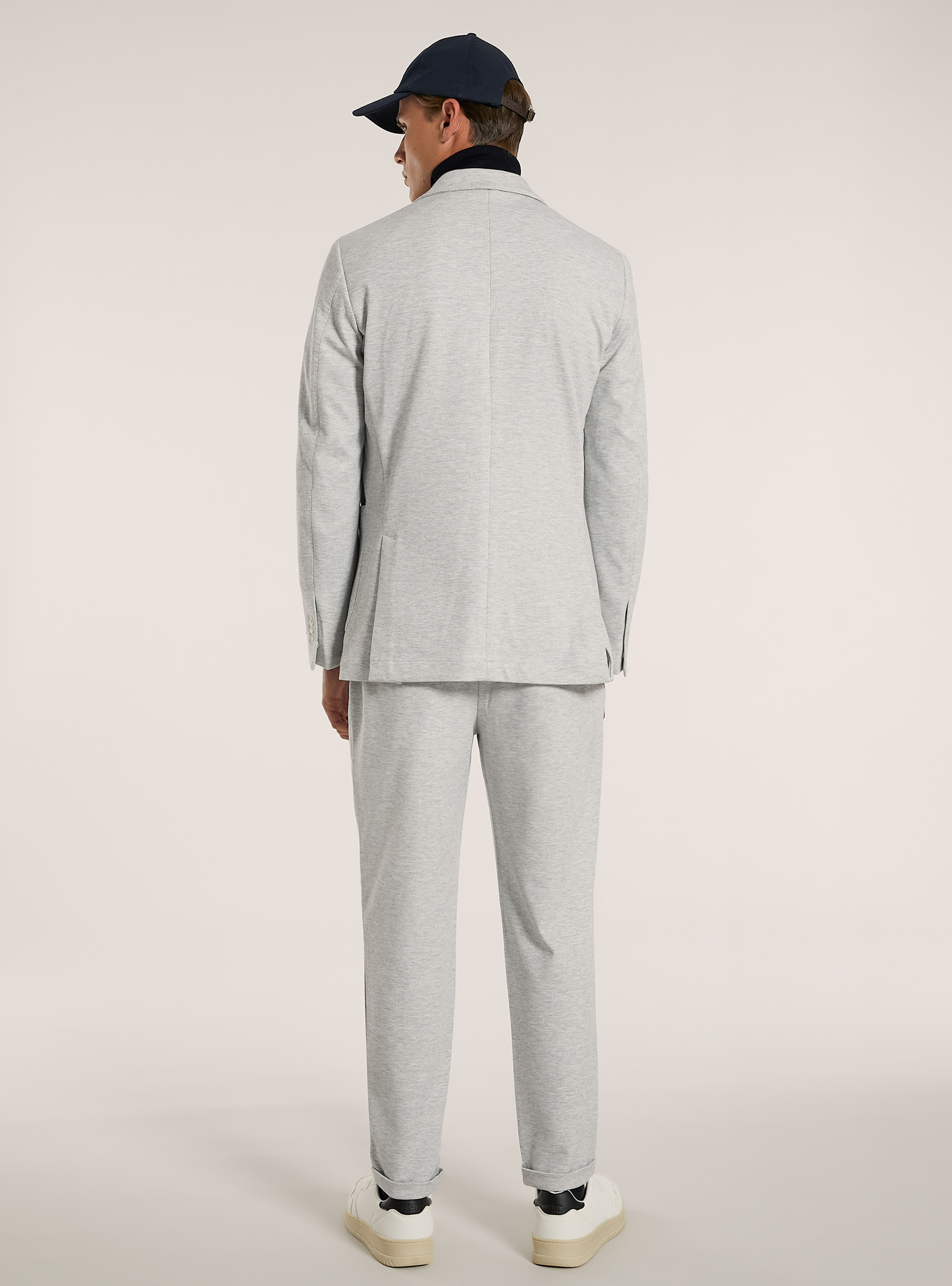 Giacca monopetto con texture a nido d'ape, MGY2 GREY MEL MEDIUM