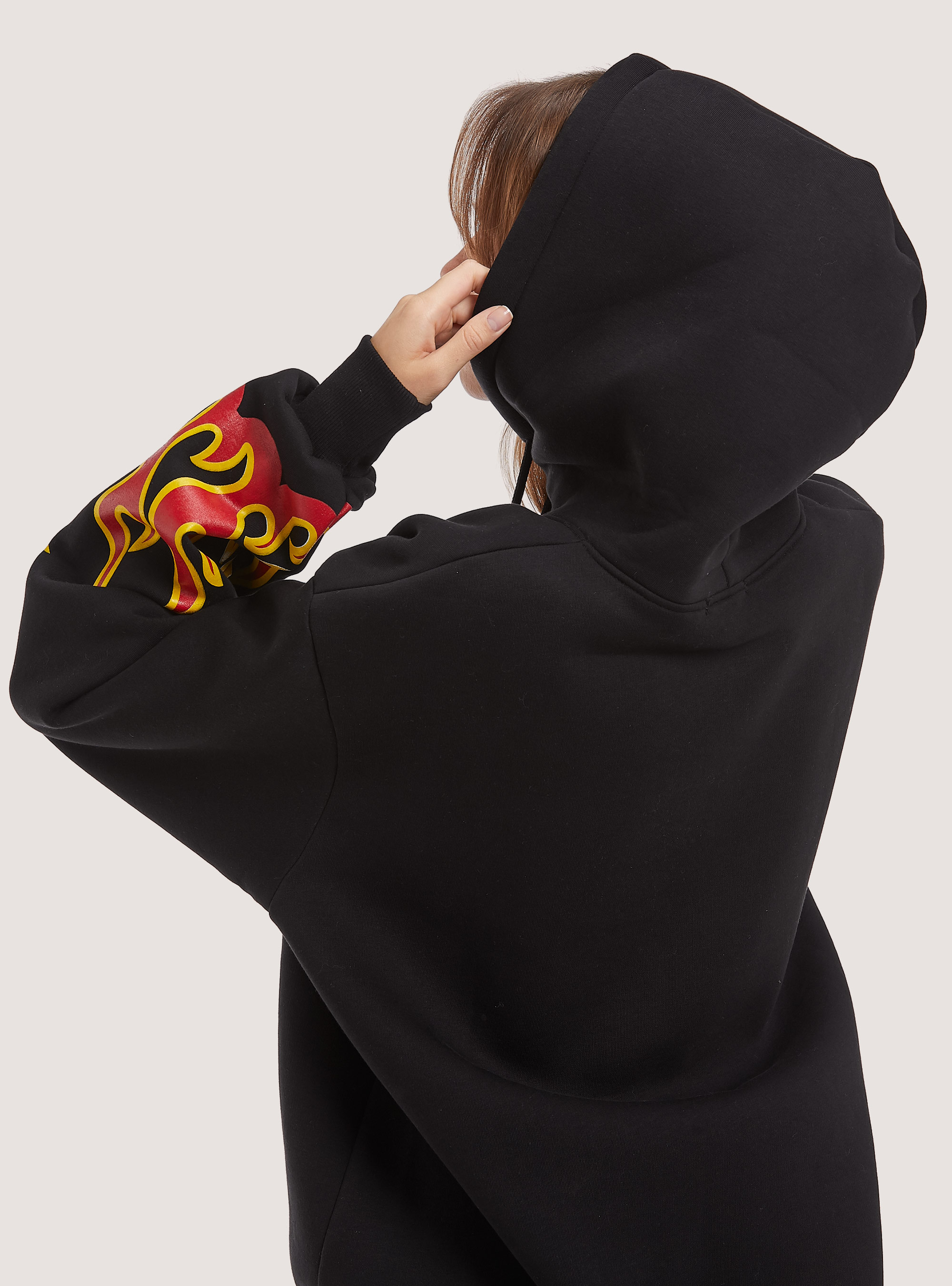 Sweat-shirt avec impression Flames Collection, BK1 BLACK