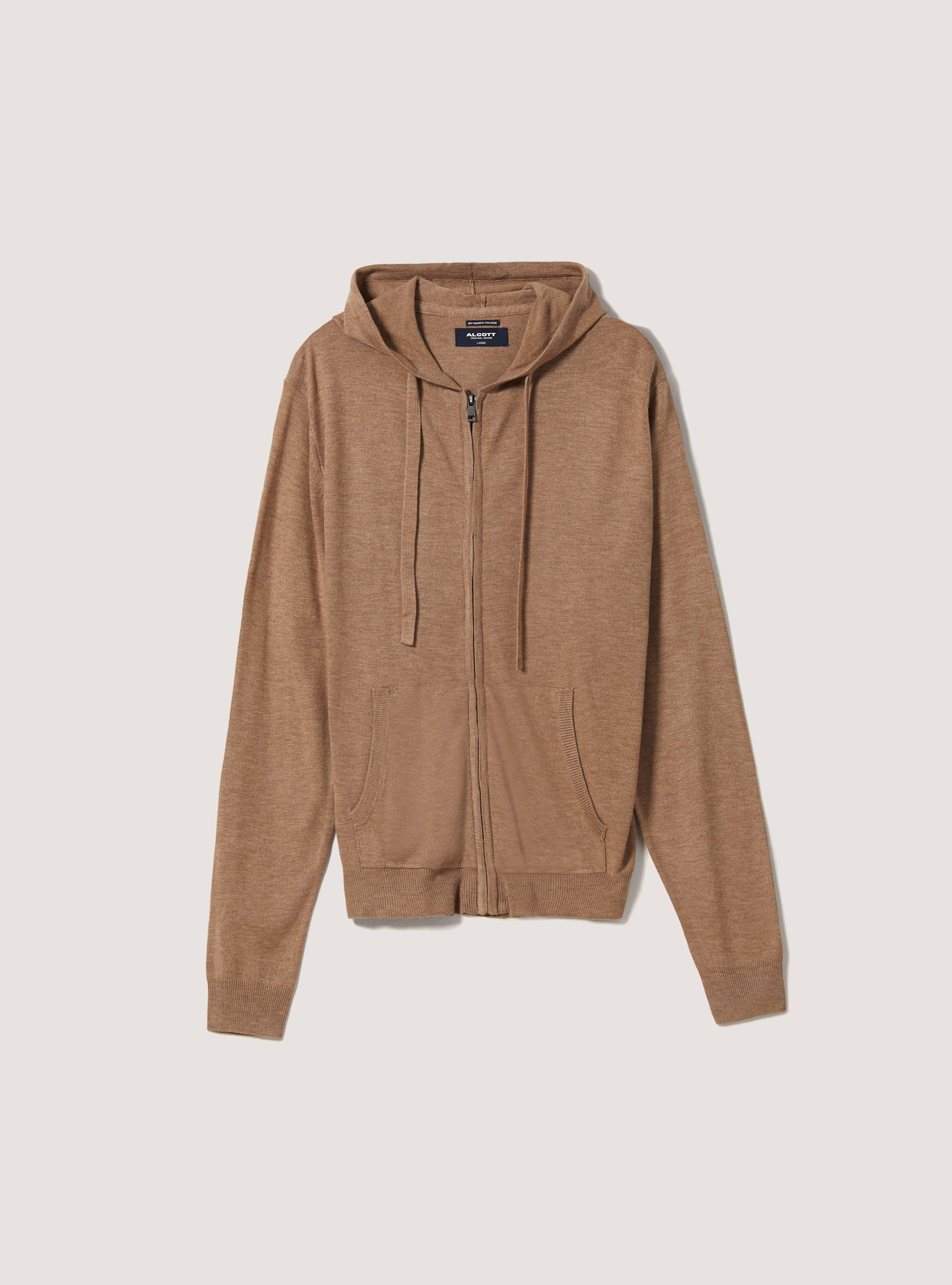 Pullover cardigan with hood, MBG3 BEIGE MEL LIGHT