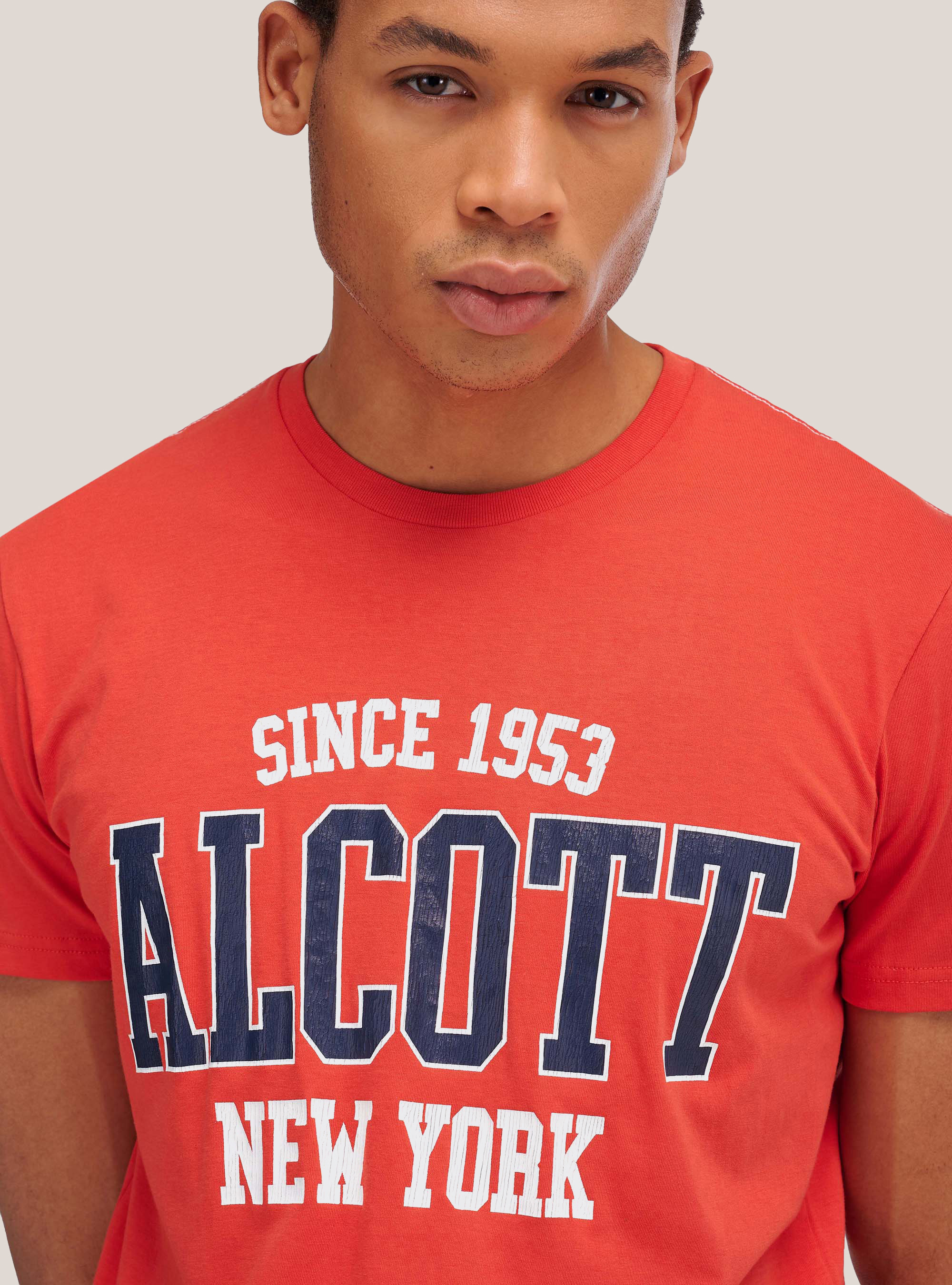 T-shirt with Alcott logo, C0045 CORAL