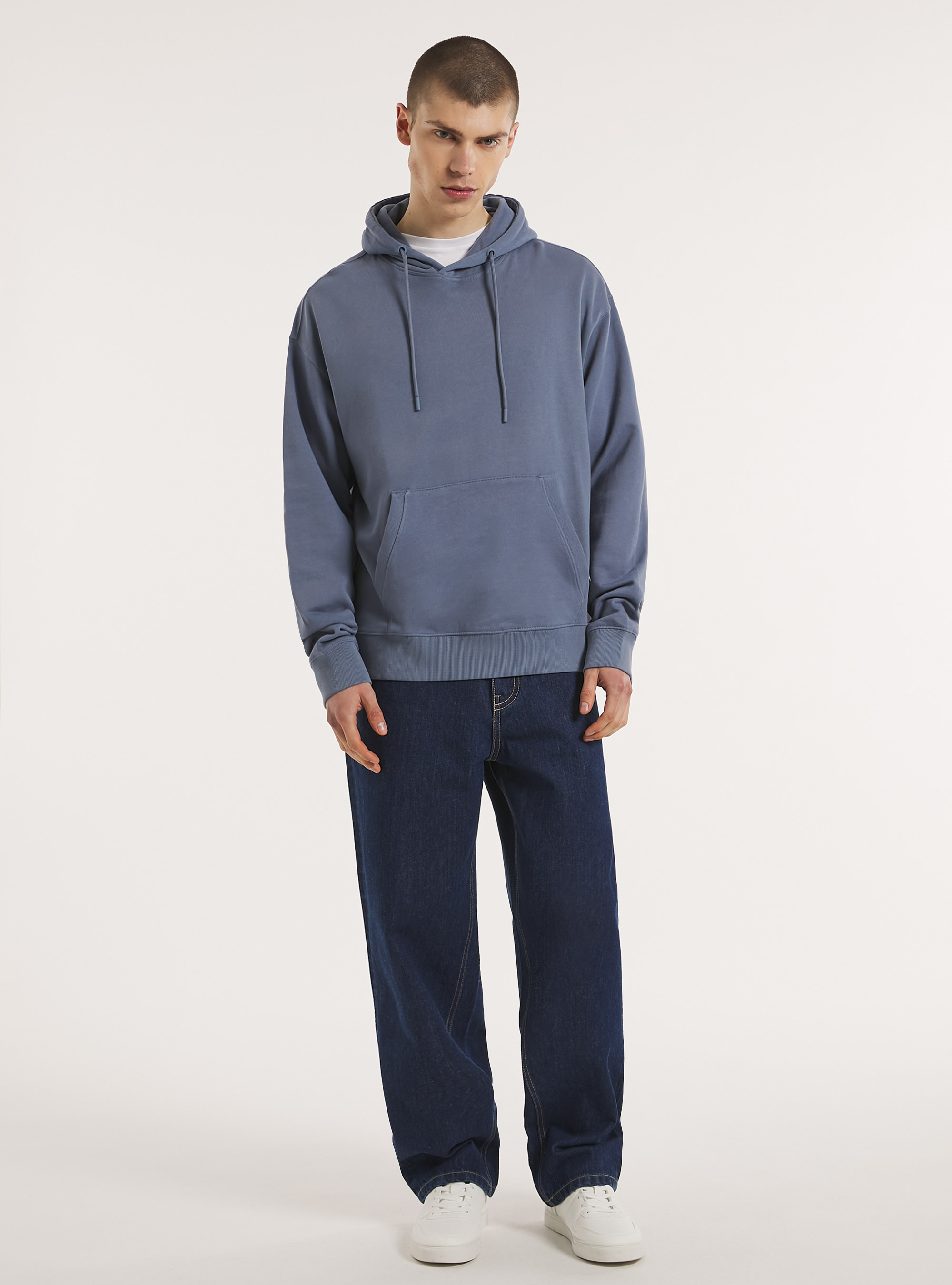 Sweatshirt with hood and pouch pocket, IN2 INDIGO MEDIUM