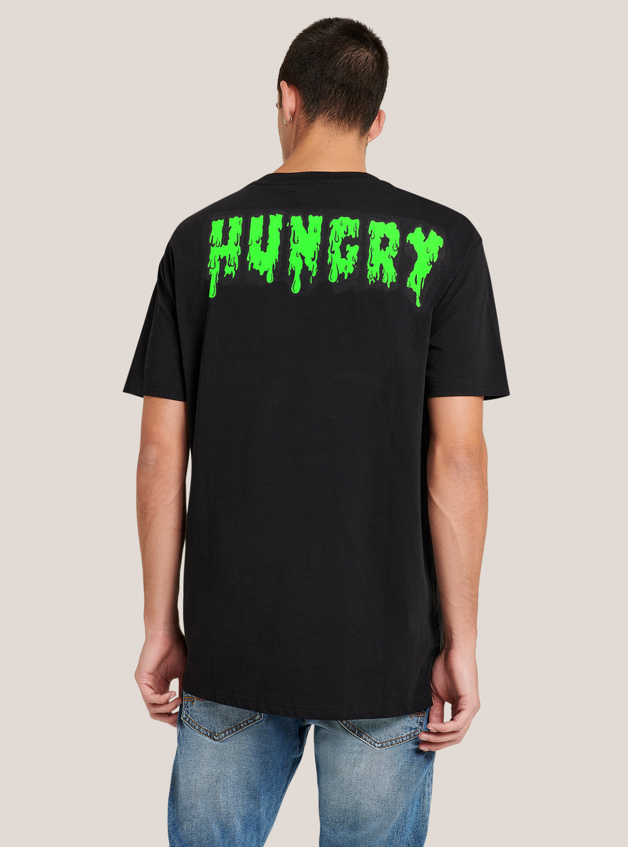 T-shirt with Hungry print, BK1 BLACK