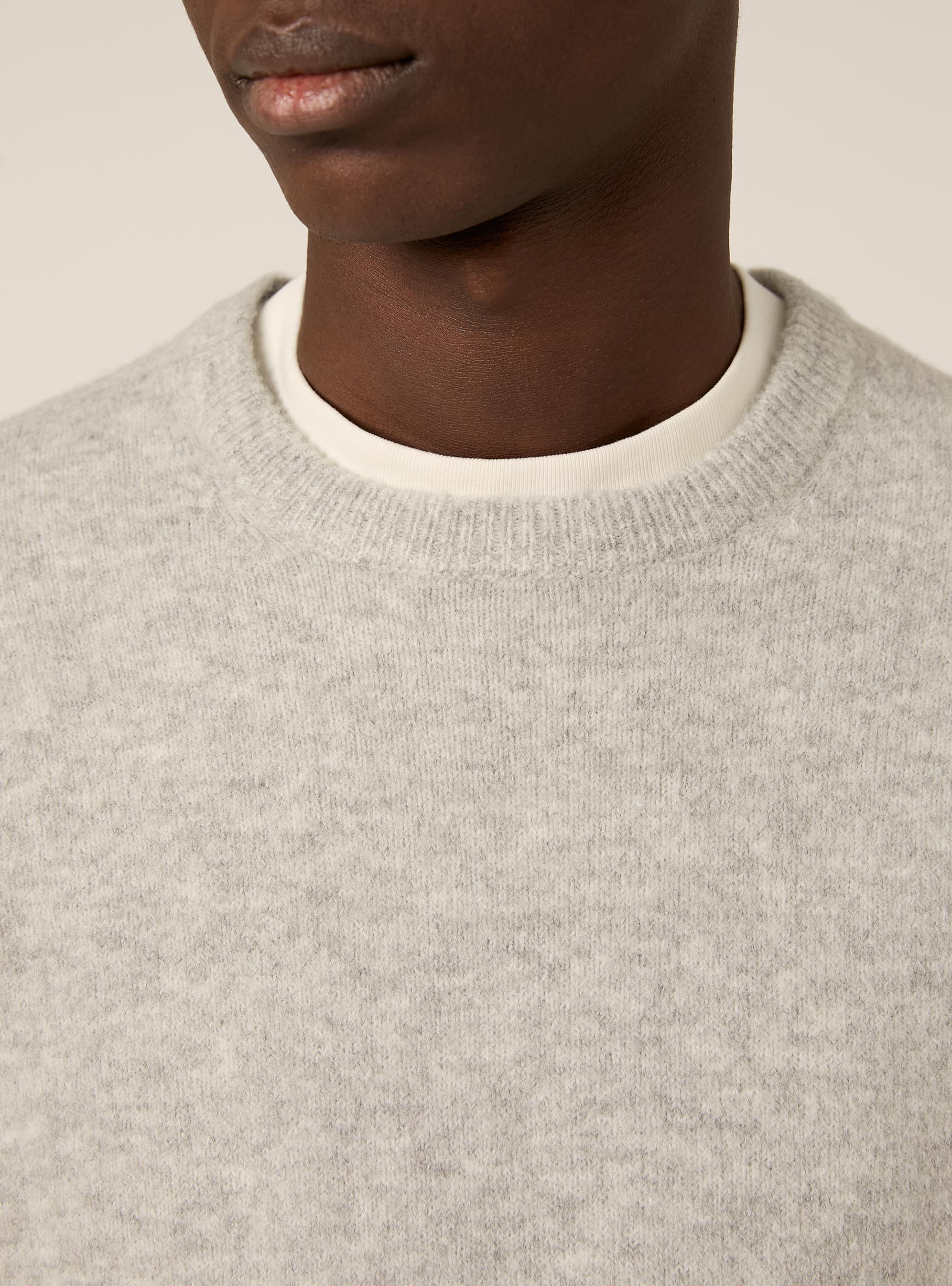 Soft crew neck pullover, MGY3 GREY MEL LIGHT