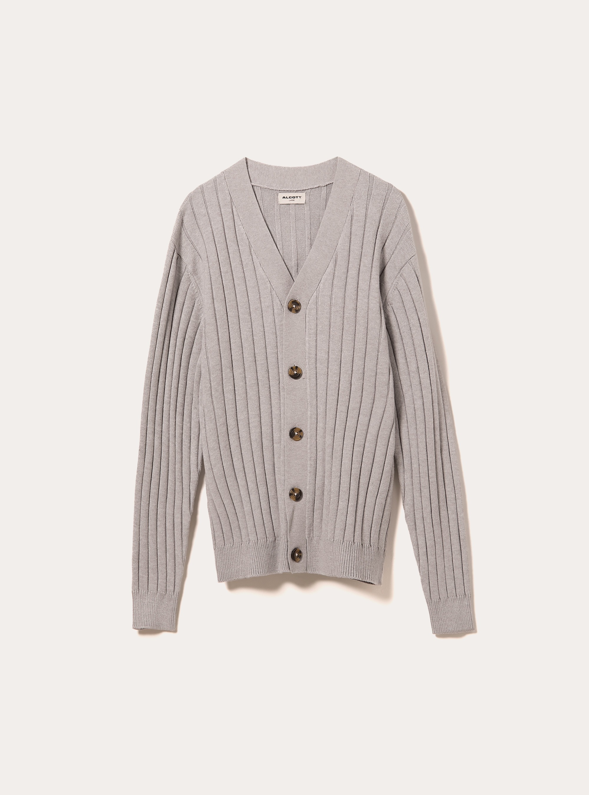 Cardigan  in rib, MGY2 GREY MEL MEDIUM