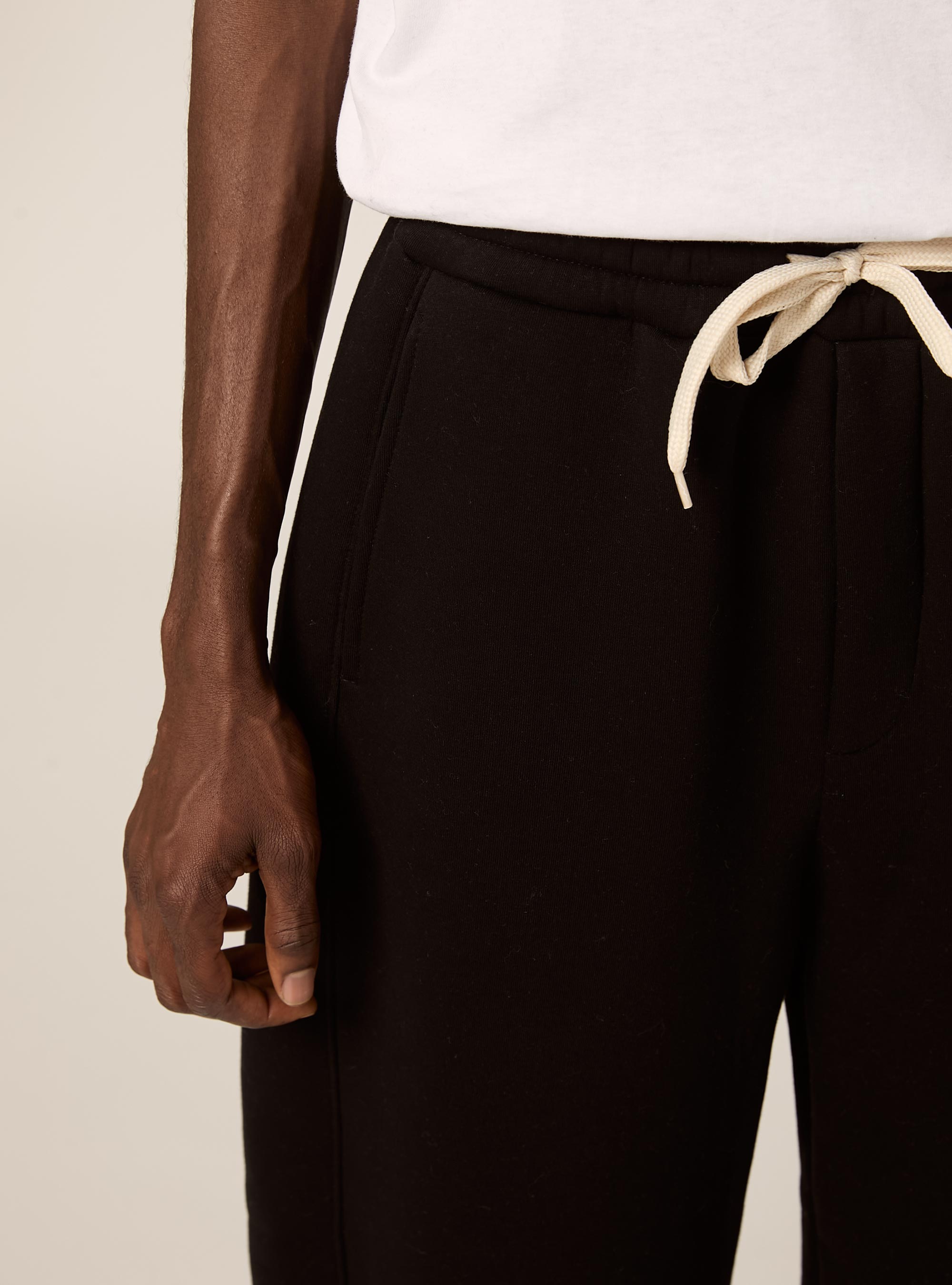 Barrel fit fleece trousers, BK1 BLACK