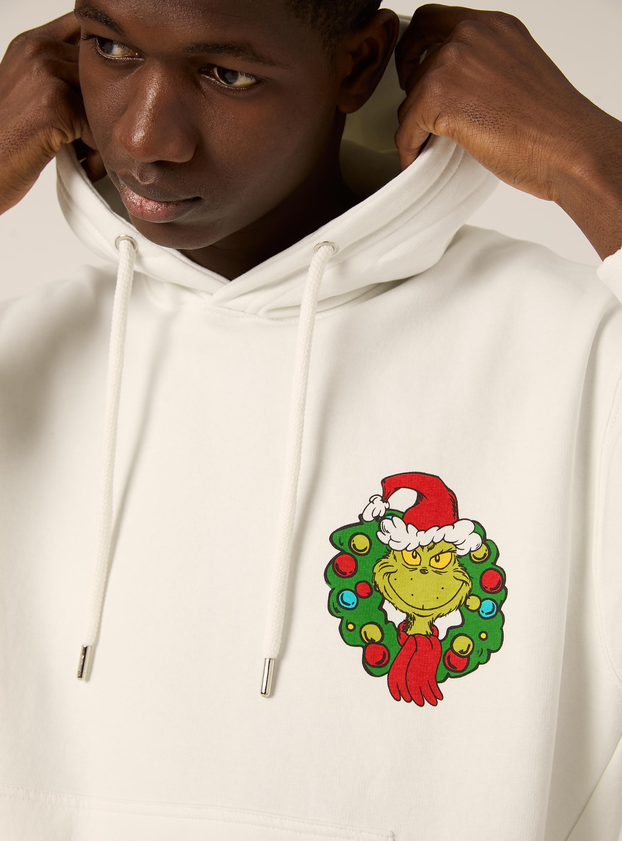Felpa con cappuccio stampa grinch boxy fit, WH1 OFF WHITE