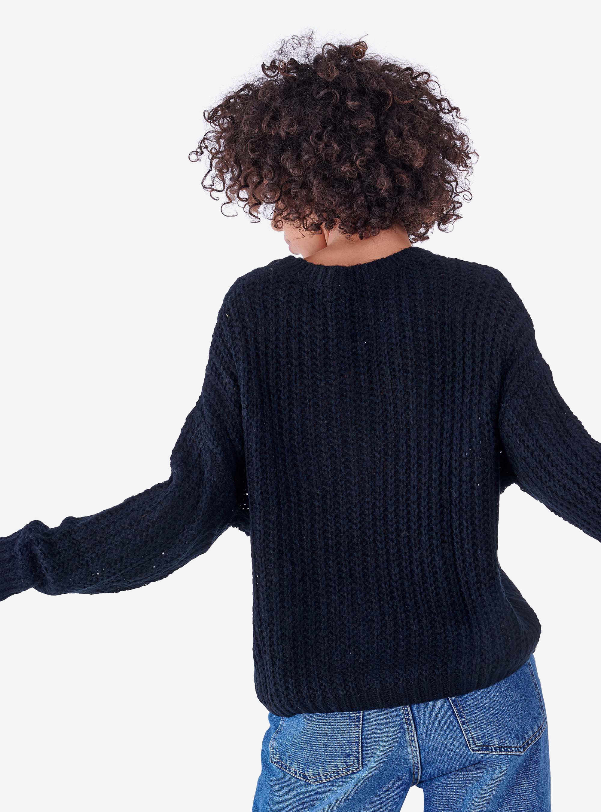 Pull large &agrave; col rond, C101 BLACK