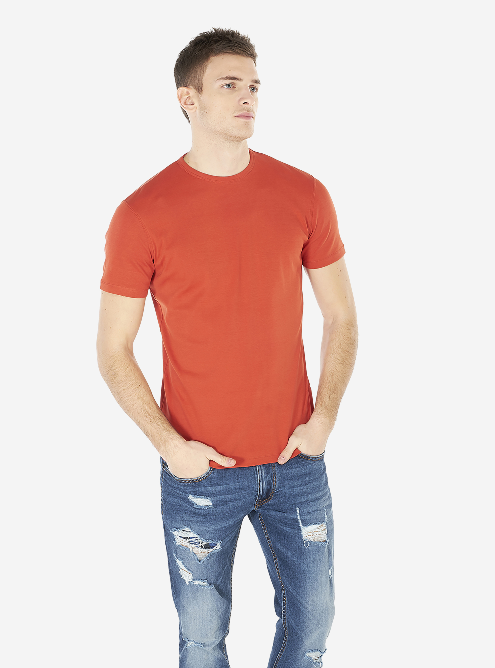 Maglietta comfort-stretch, ARANCIONE SCURO