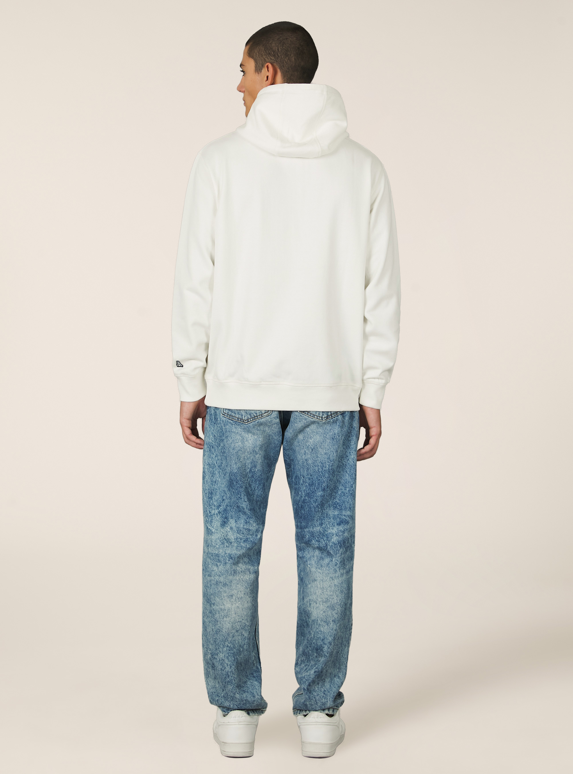 Felpa cappuccio con patch ricamata, WH2 WHITE