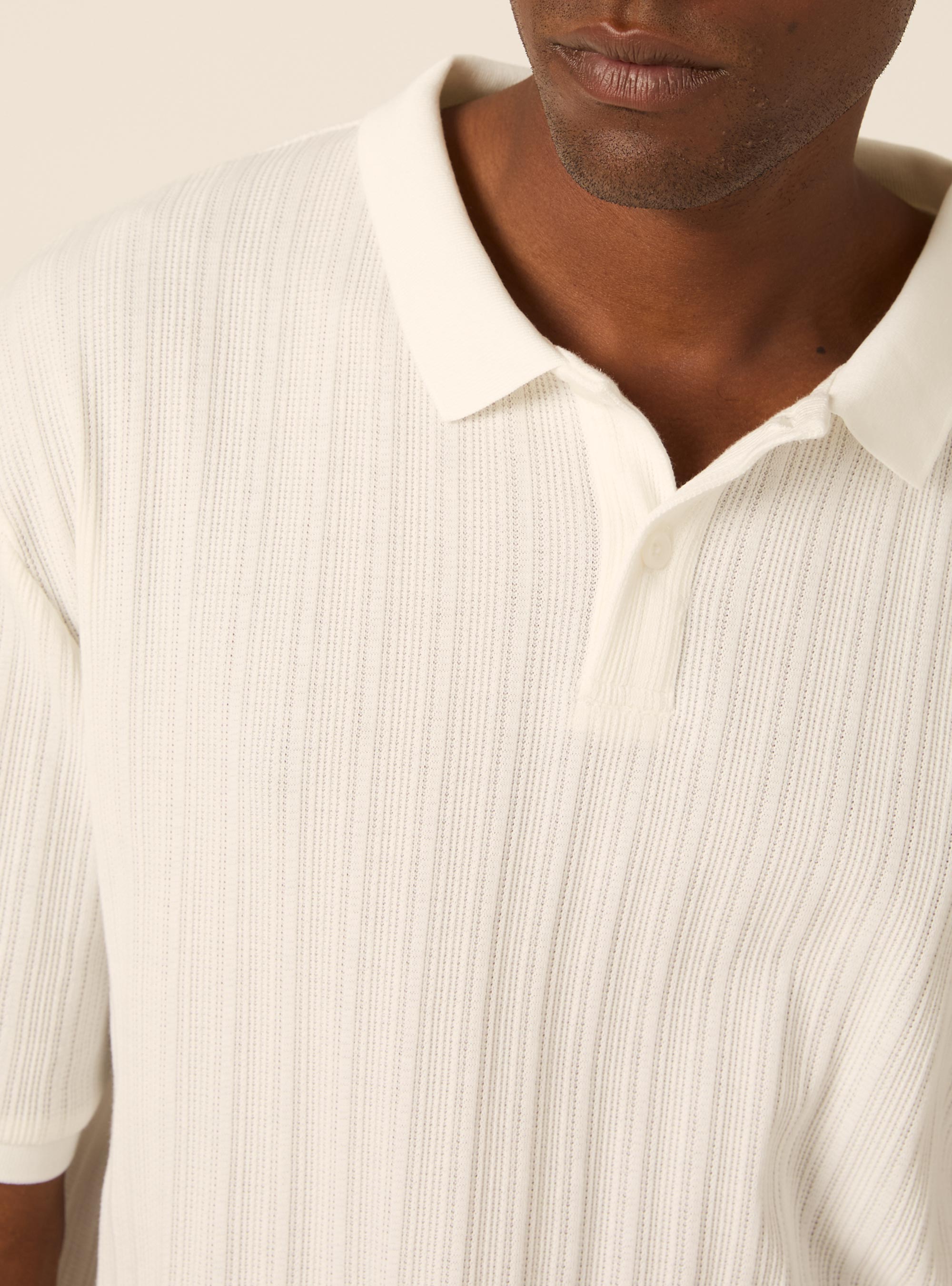 Polo en Jersey Structur&eacute; Coupe Regular Fit, WH2 WHITE
