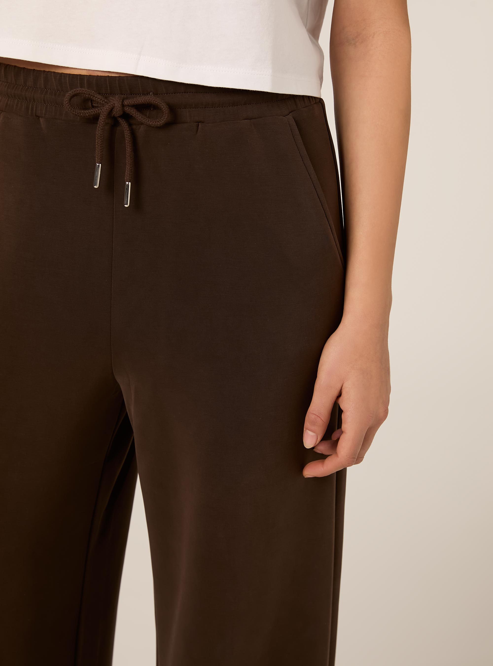 Jogger wide leg soft touch, BR2 BROWN MEDIUM