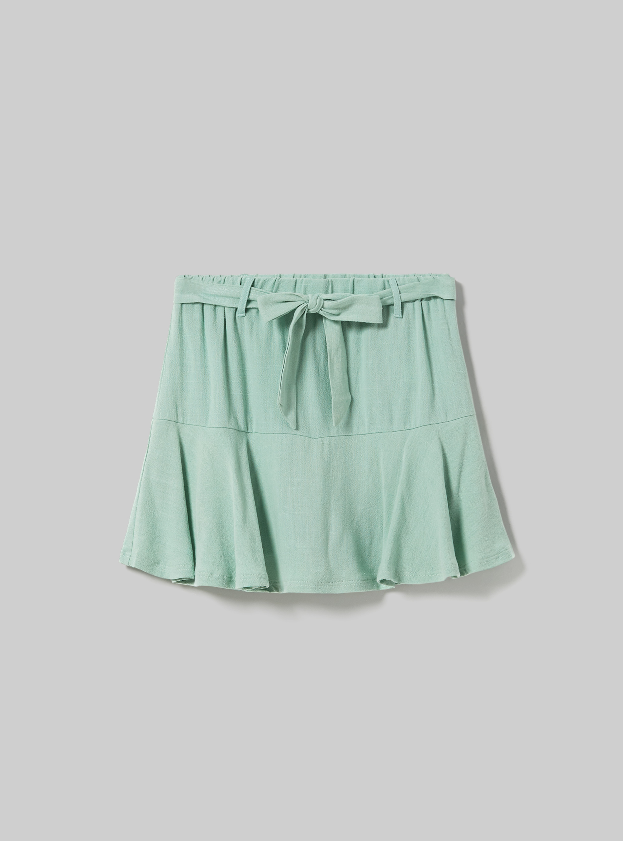 Linen-blend skort with strap, GA3 AQUA GREEN LIGHT