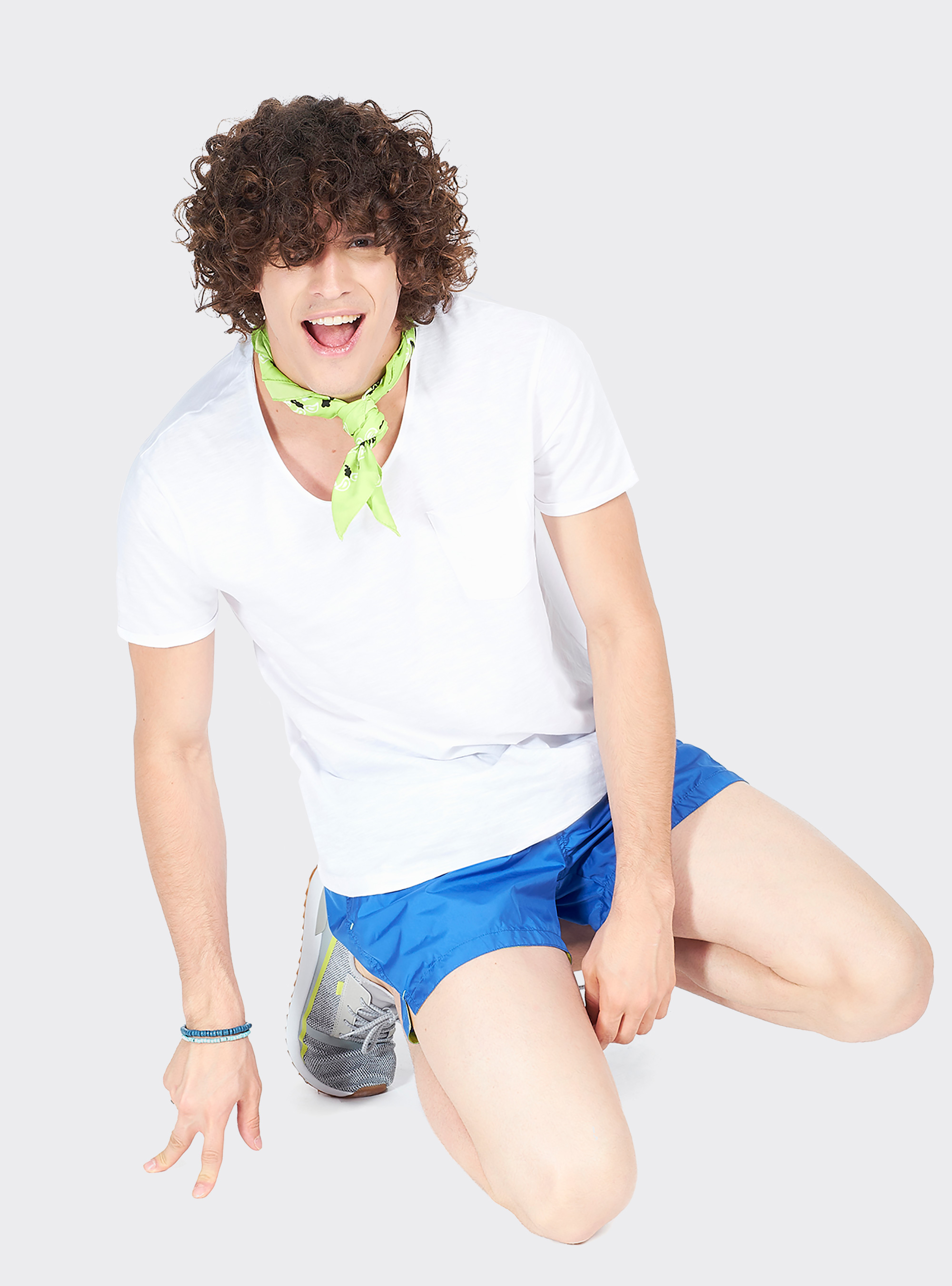 Costume con logo ricamato e cordino a contrasto, C265 ROYALE FLUO