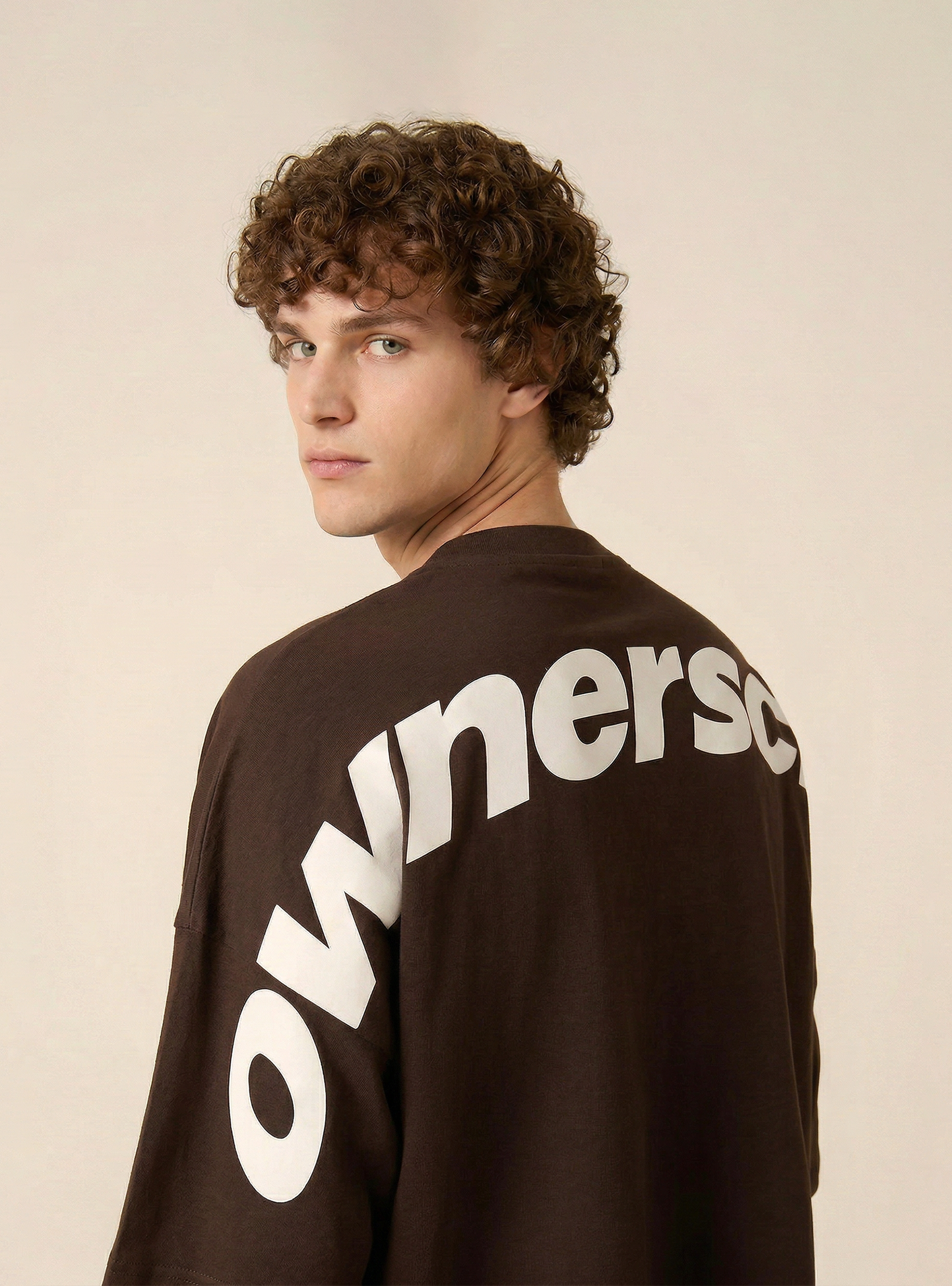 T-shirt ample imprim&eacute;, BR1 BROWN DARK