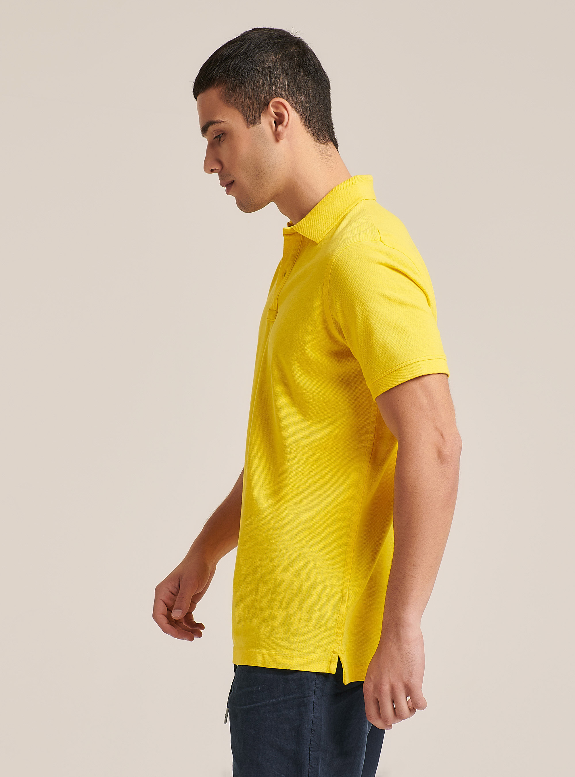 Basic cotton polo shirt, YELLOW