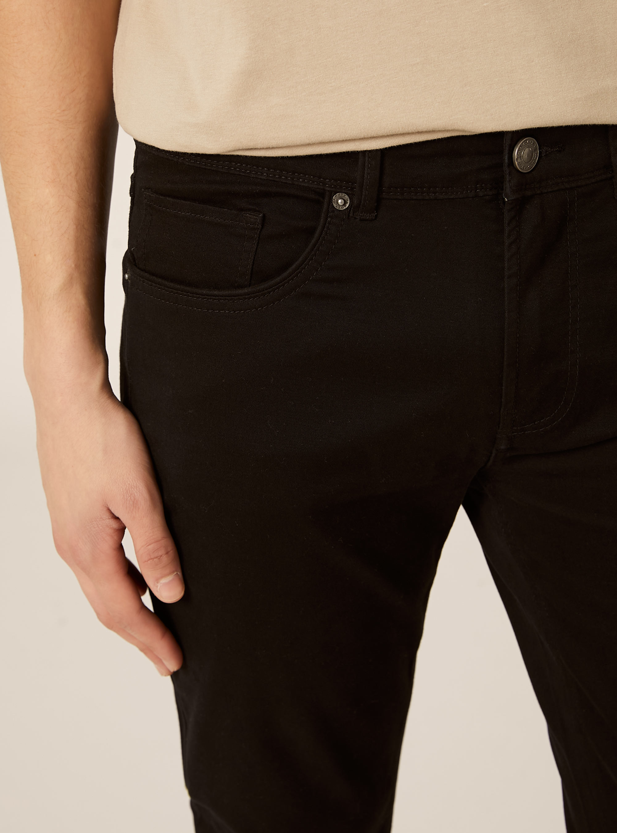 Skinny fit cotton trousers, BK1 BLACK