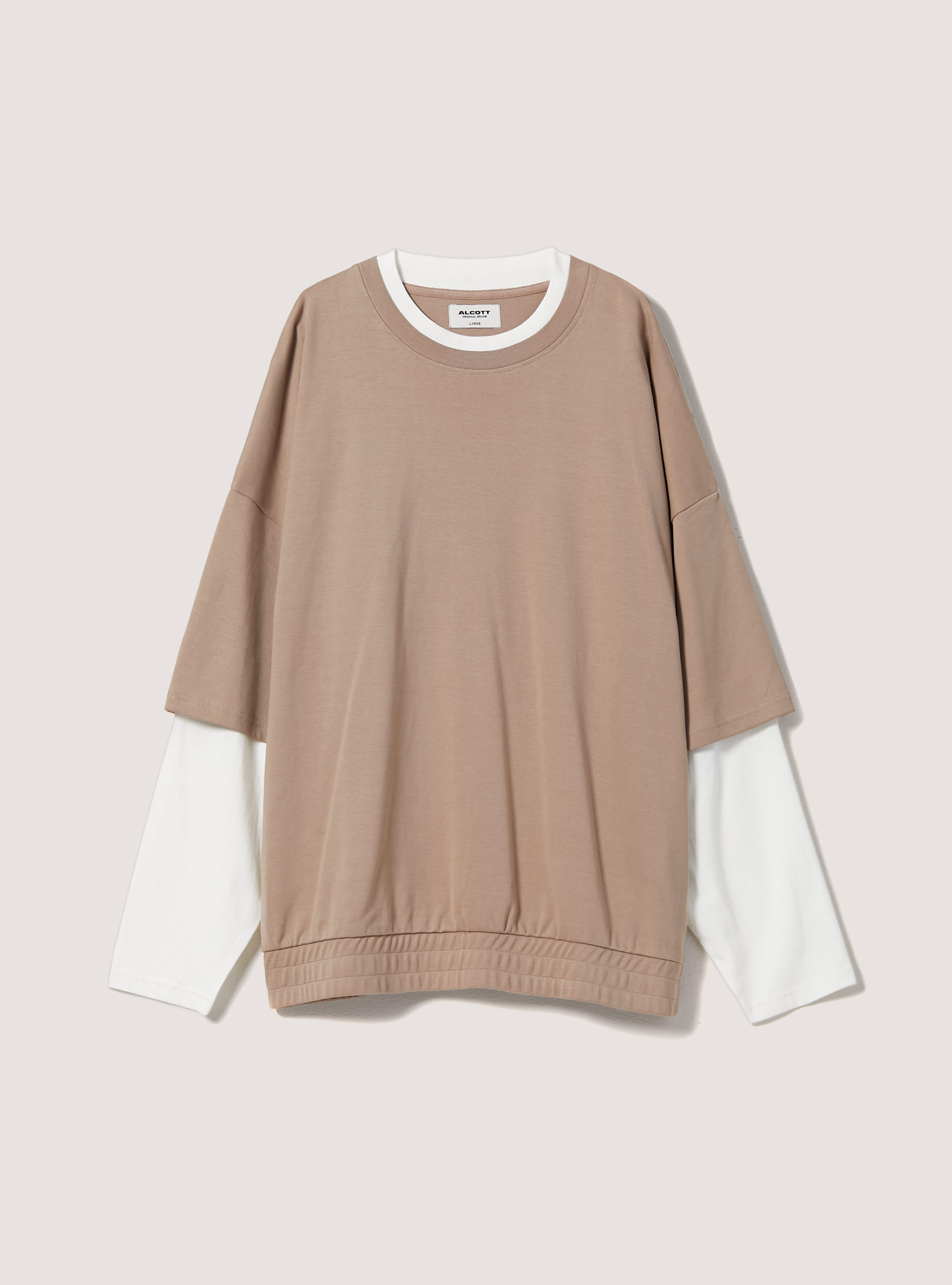 Oversized double sleeve sweatshirt, BG3 BEIGE LIGHT