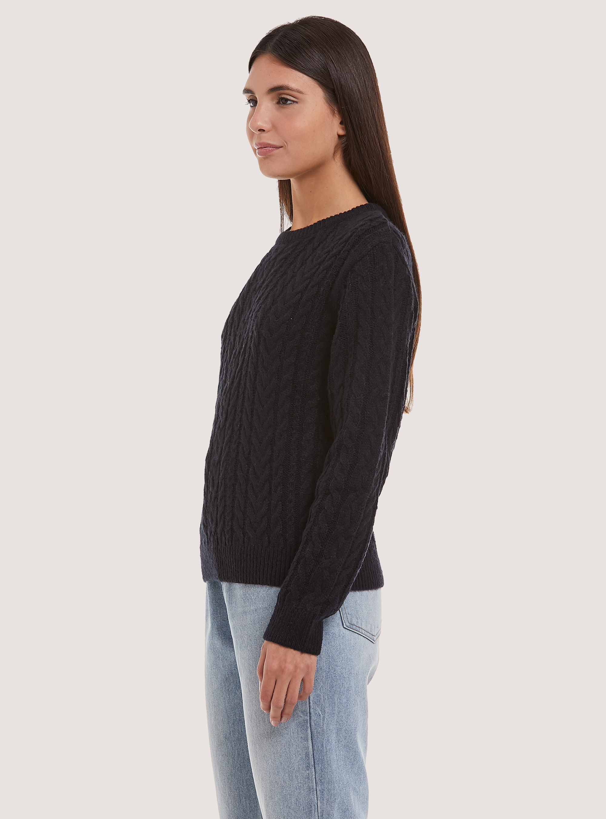 Pullover con trecce, NA1 NAVY DARK