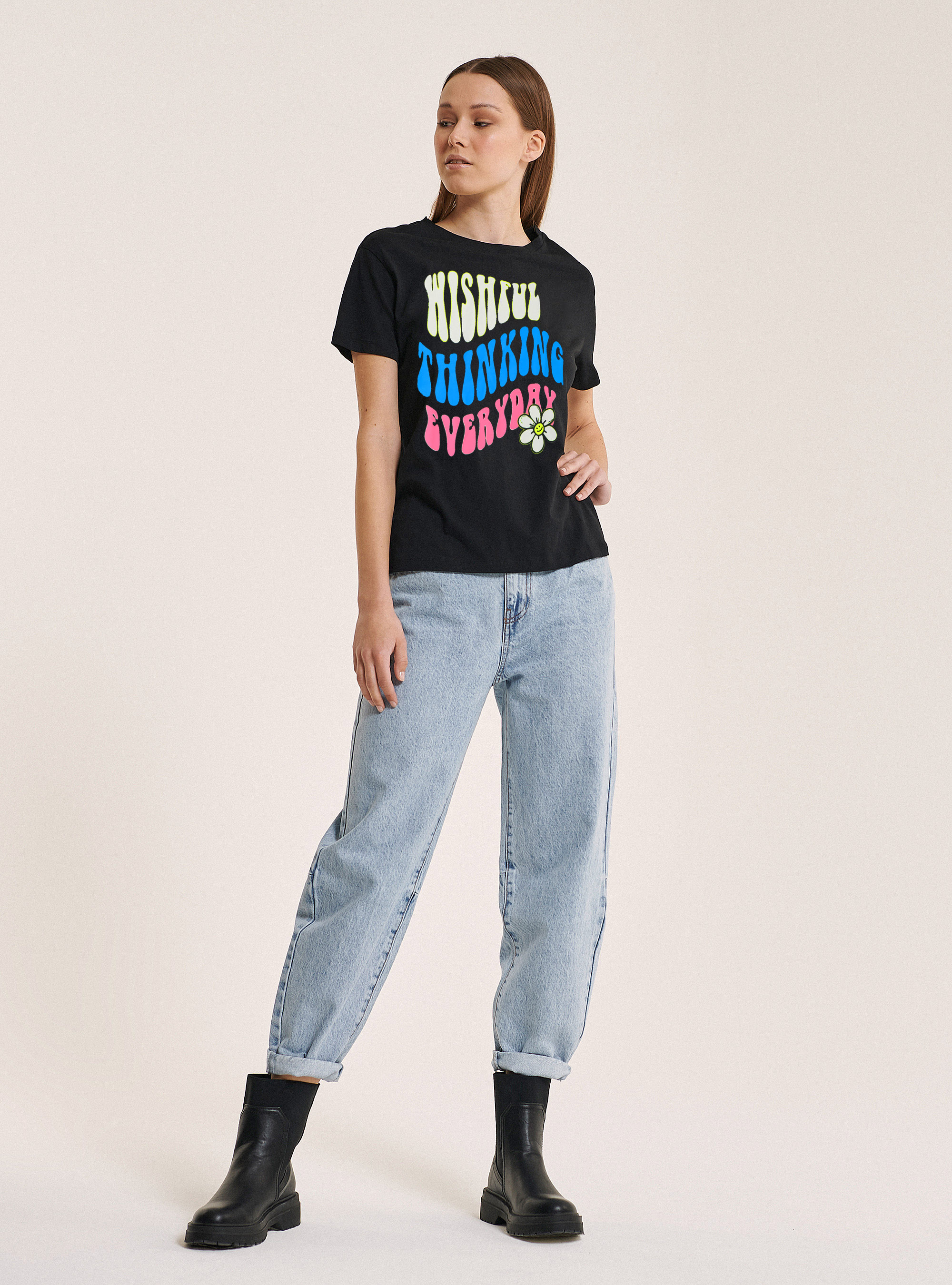 Tshirt with print, BK1 BLACK