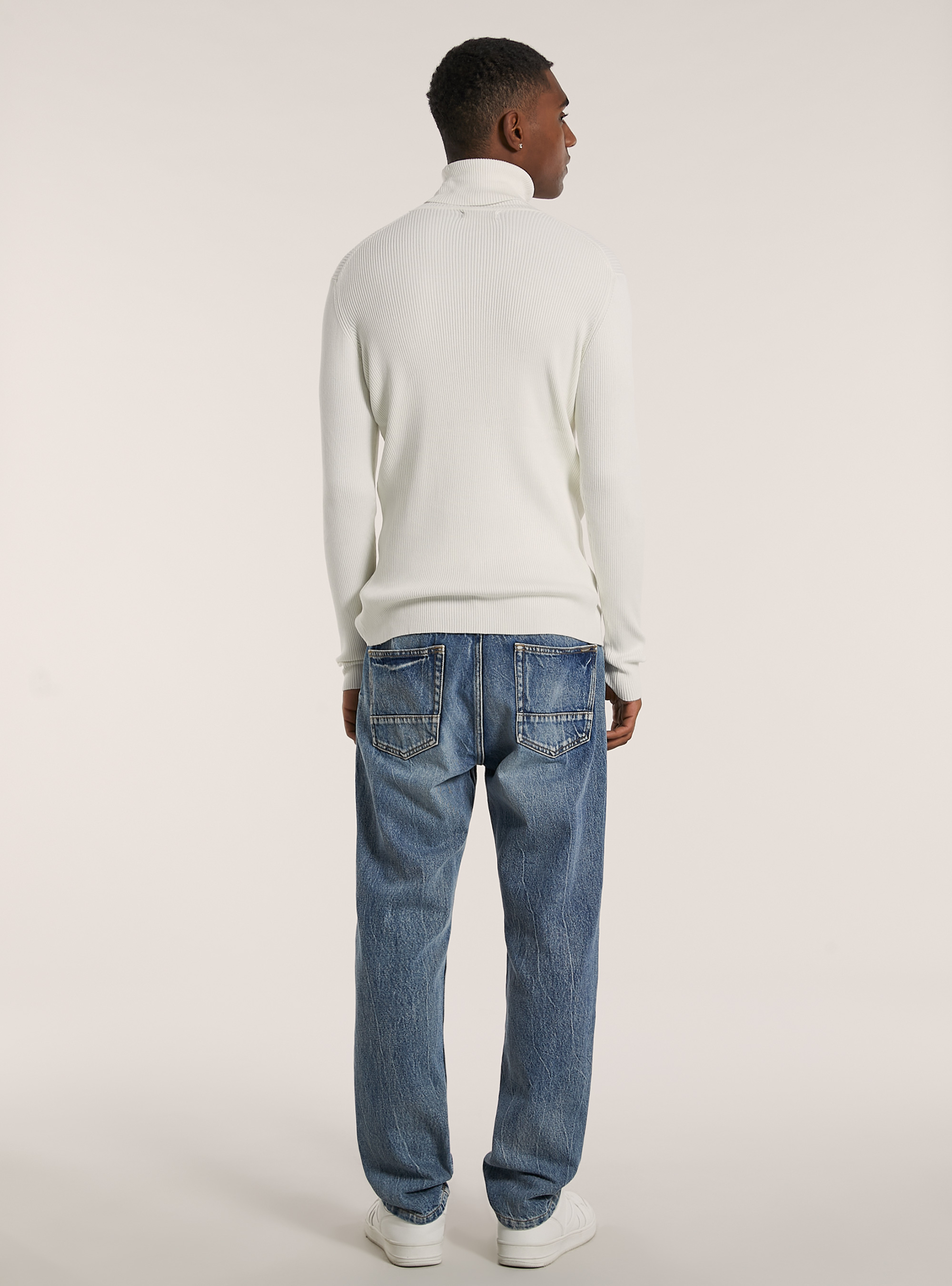 Pullover a collo alto a coste, WH2 WHITE