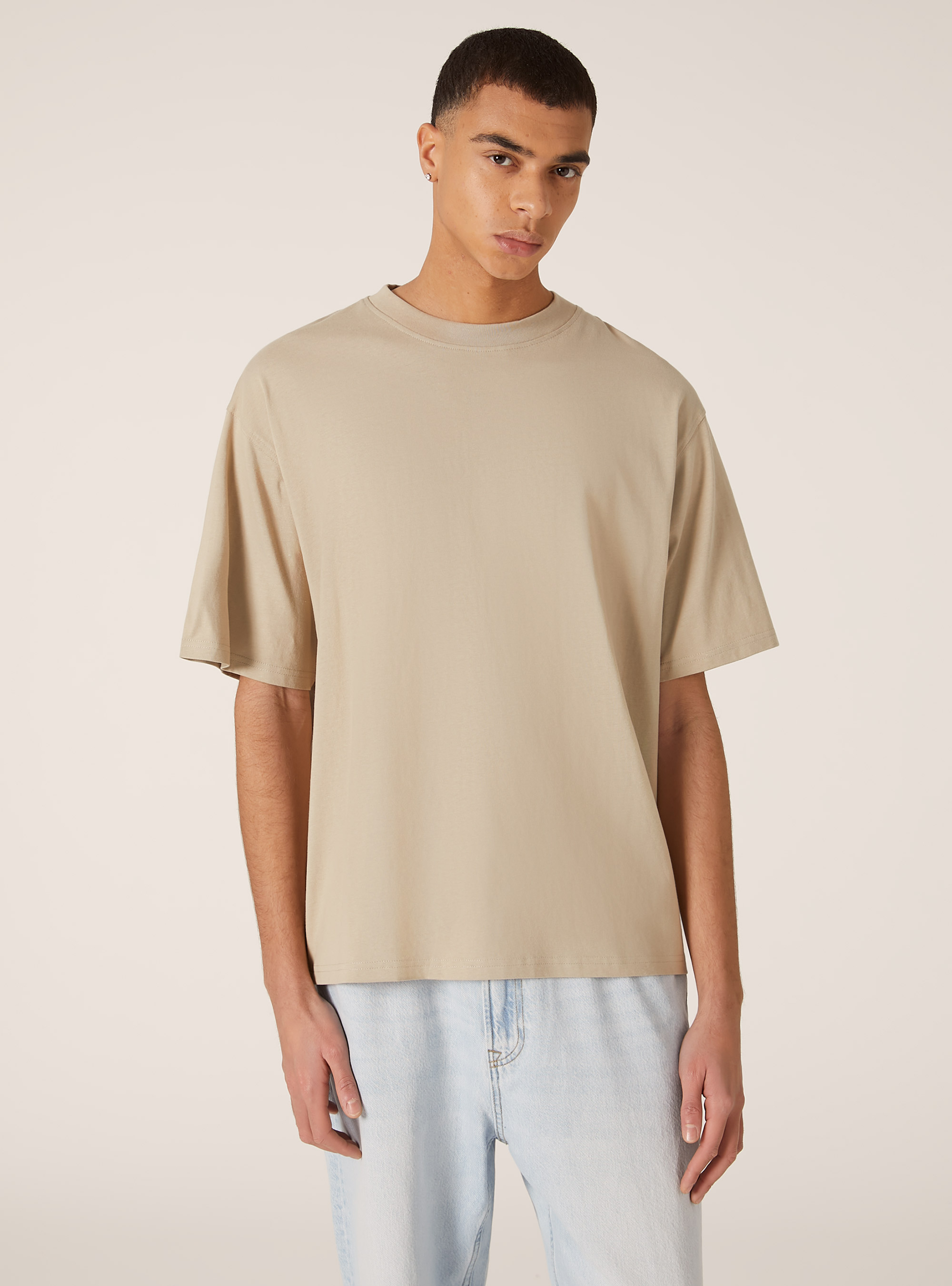 Boxy fit cotton T-shirt, BG2 BEIGE MEDIUM