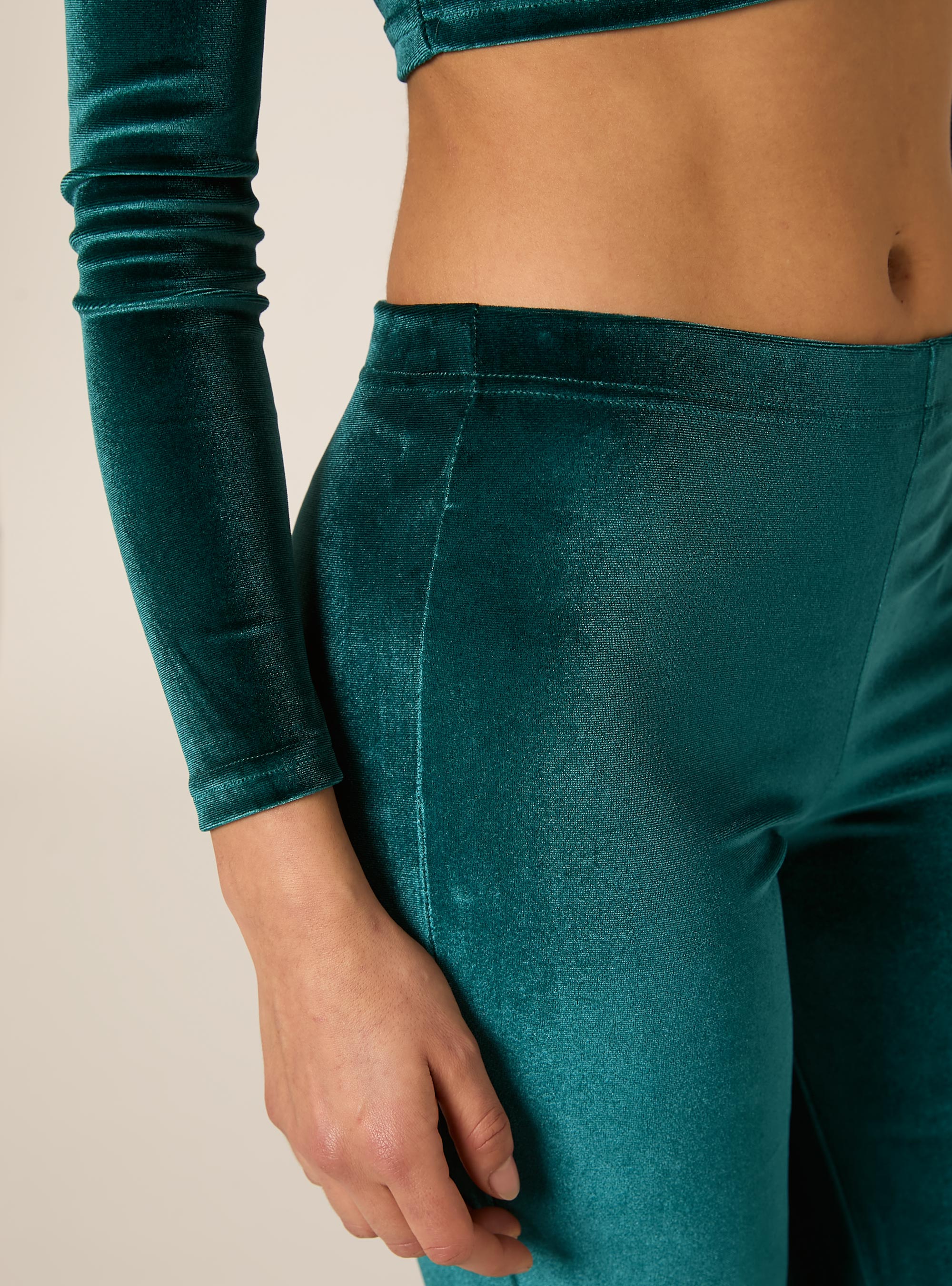 Pantaloni flare in velluto, GN1 GREEN DARK