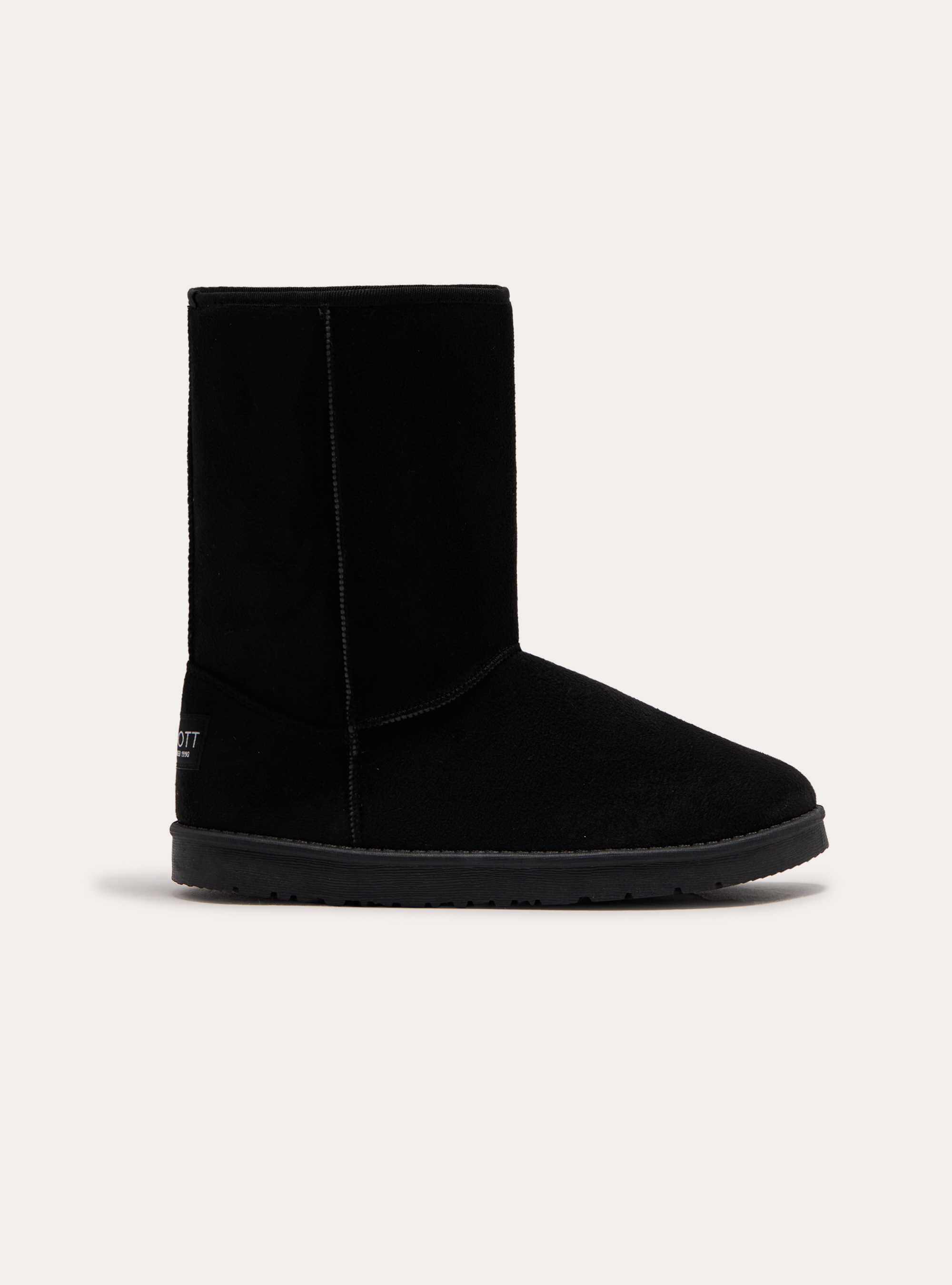 Stivaletti scamosciati con eco pelliccia interna, BK1 BLACK