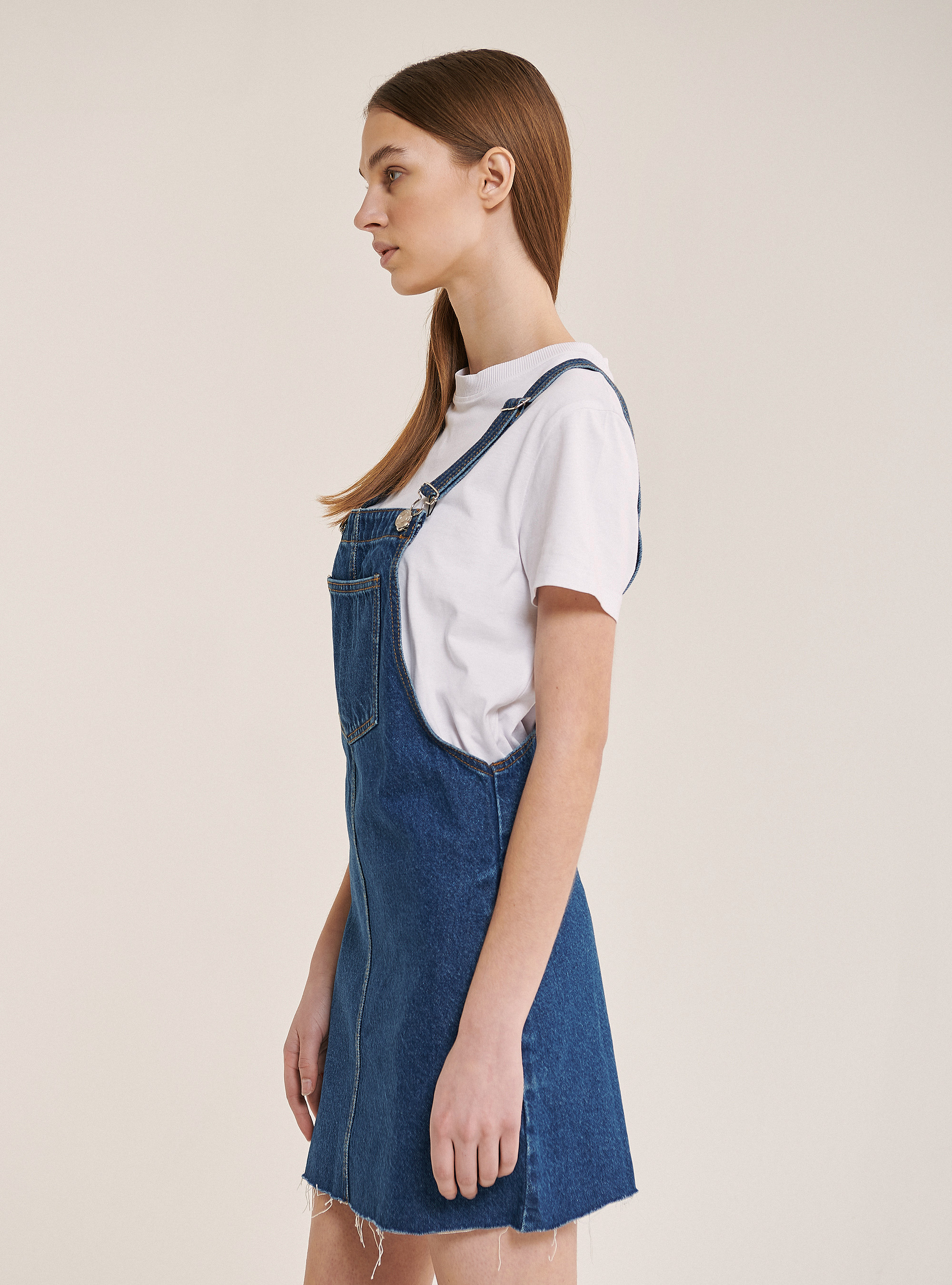 Mono denim con bolsillo delantero, AZUL