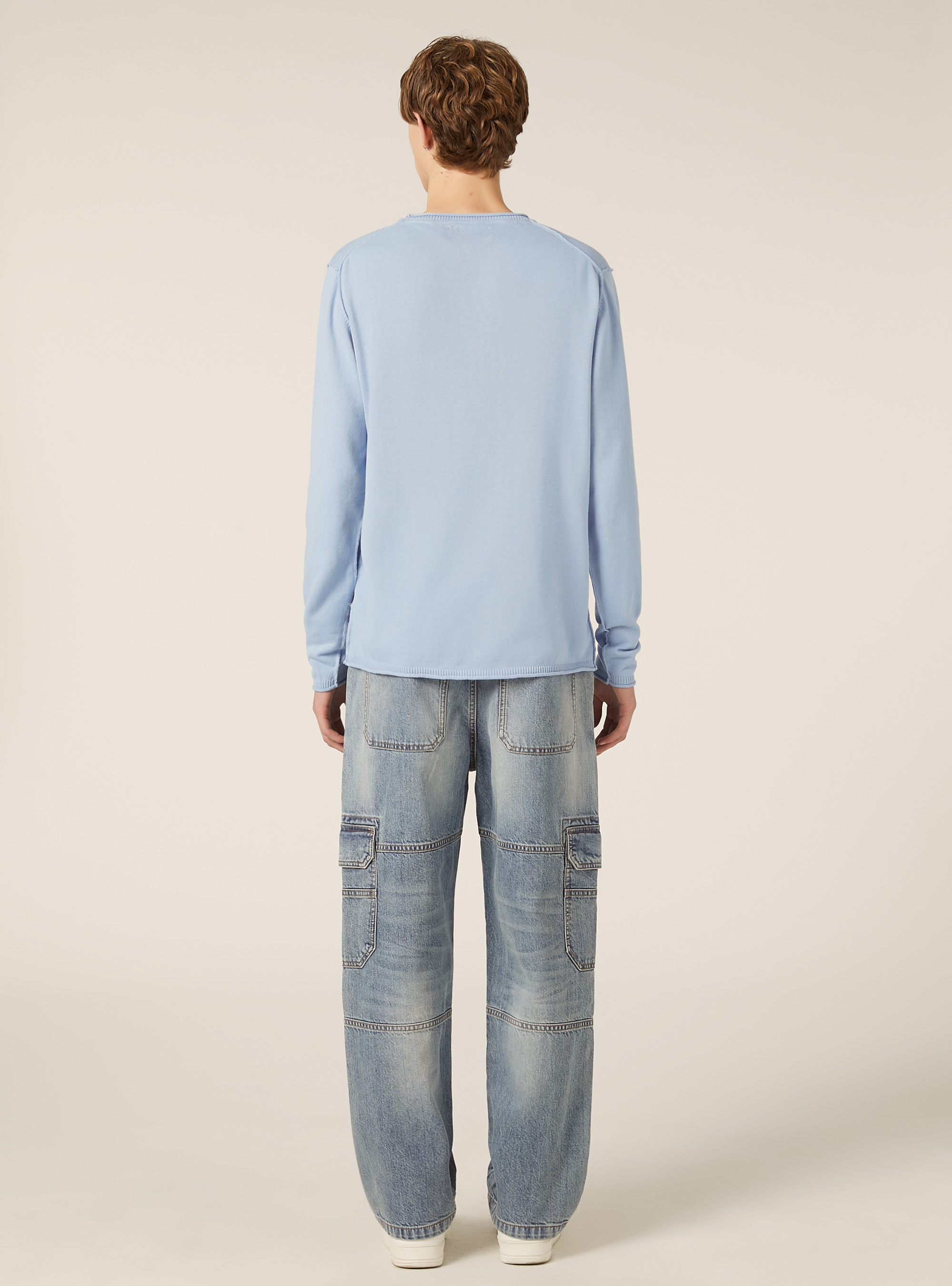 Raw cut pullover with roll neck, AZ2 AZZURRE MEDIUM