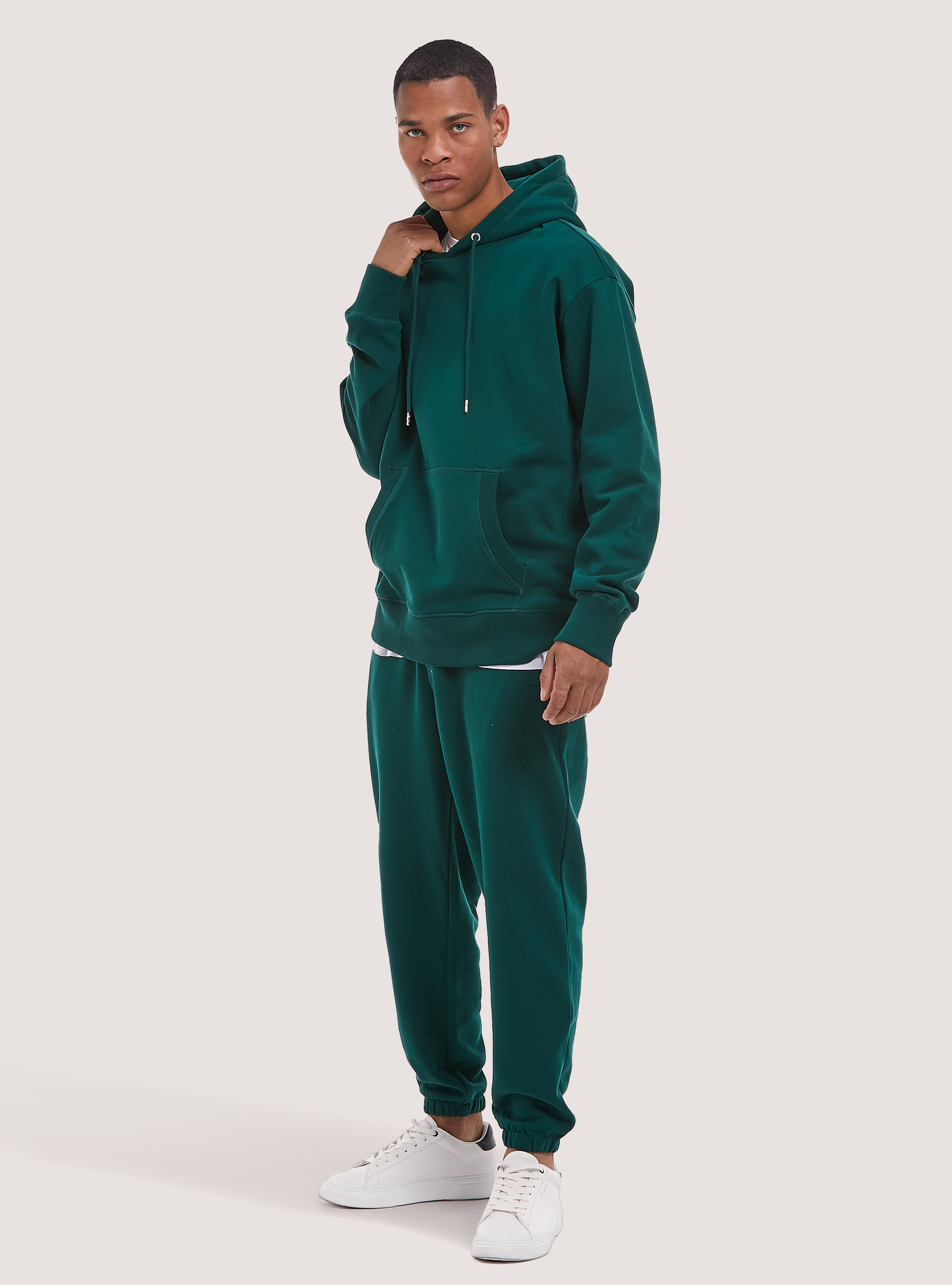 Sweatshirt with hood and pouch pocket, GN1 GREEN DARK
