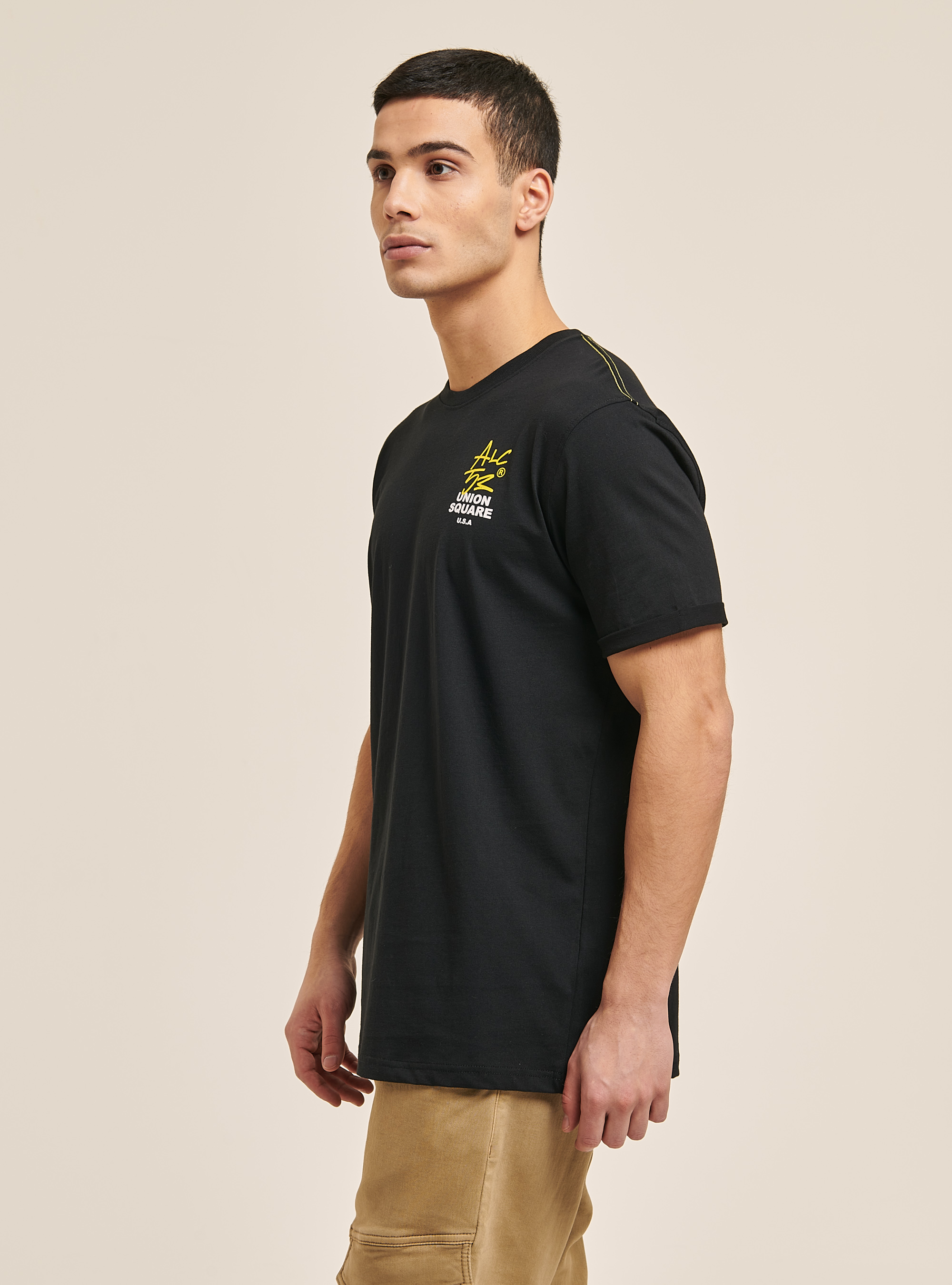 T-shirt avec impression graphique sur le devant et le dos, C101 BLACK