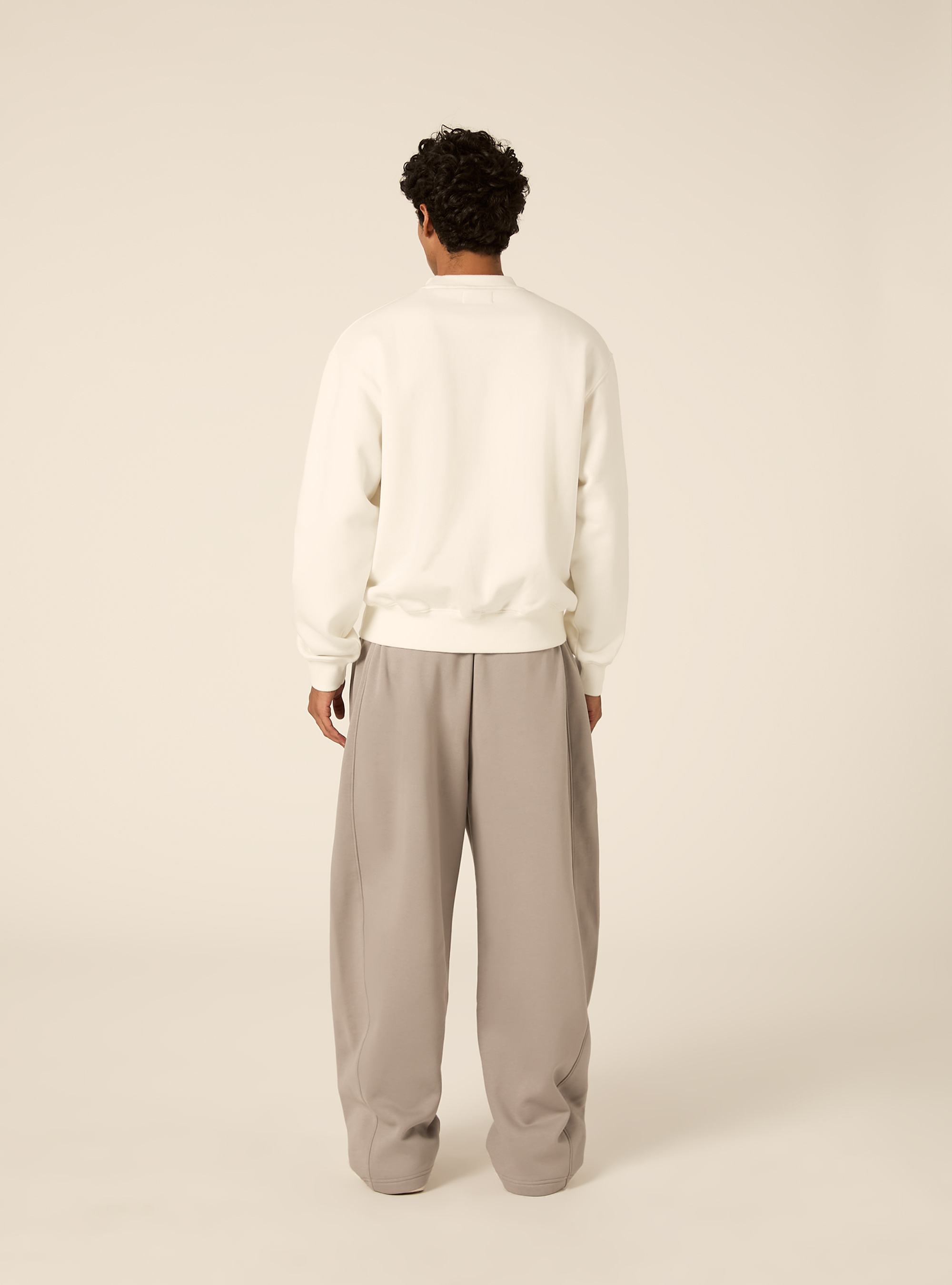 Sweat col rond basique coupe boxy, WH2 WHITE