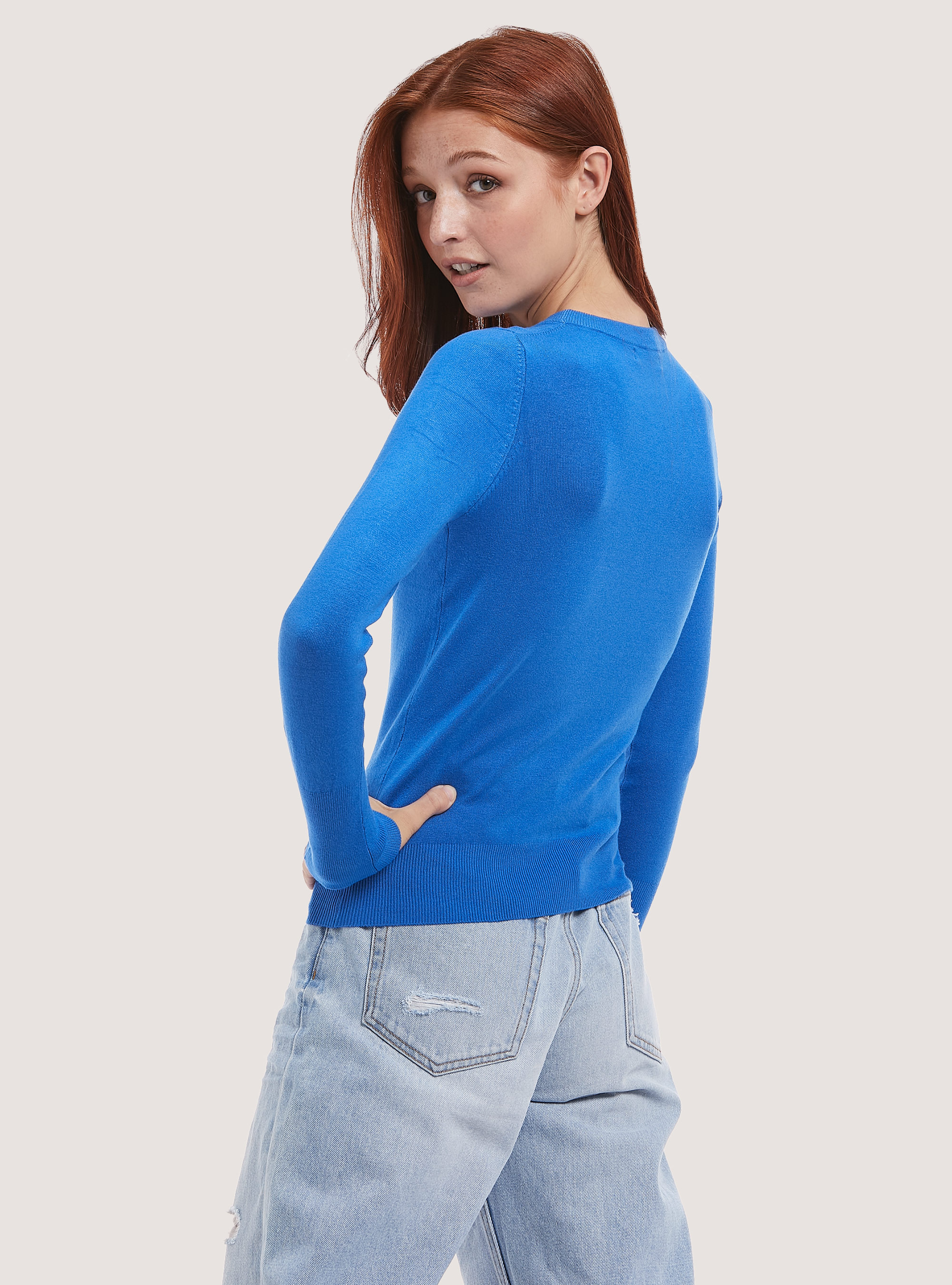 Round-neck pullover with buttons on sleeve, RY3 ROYALE LIGHT