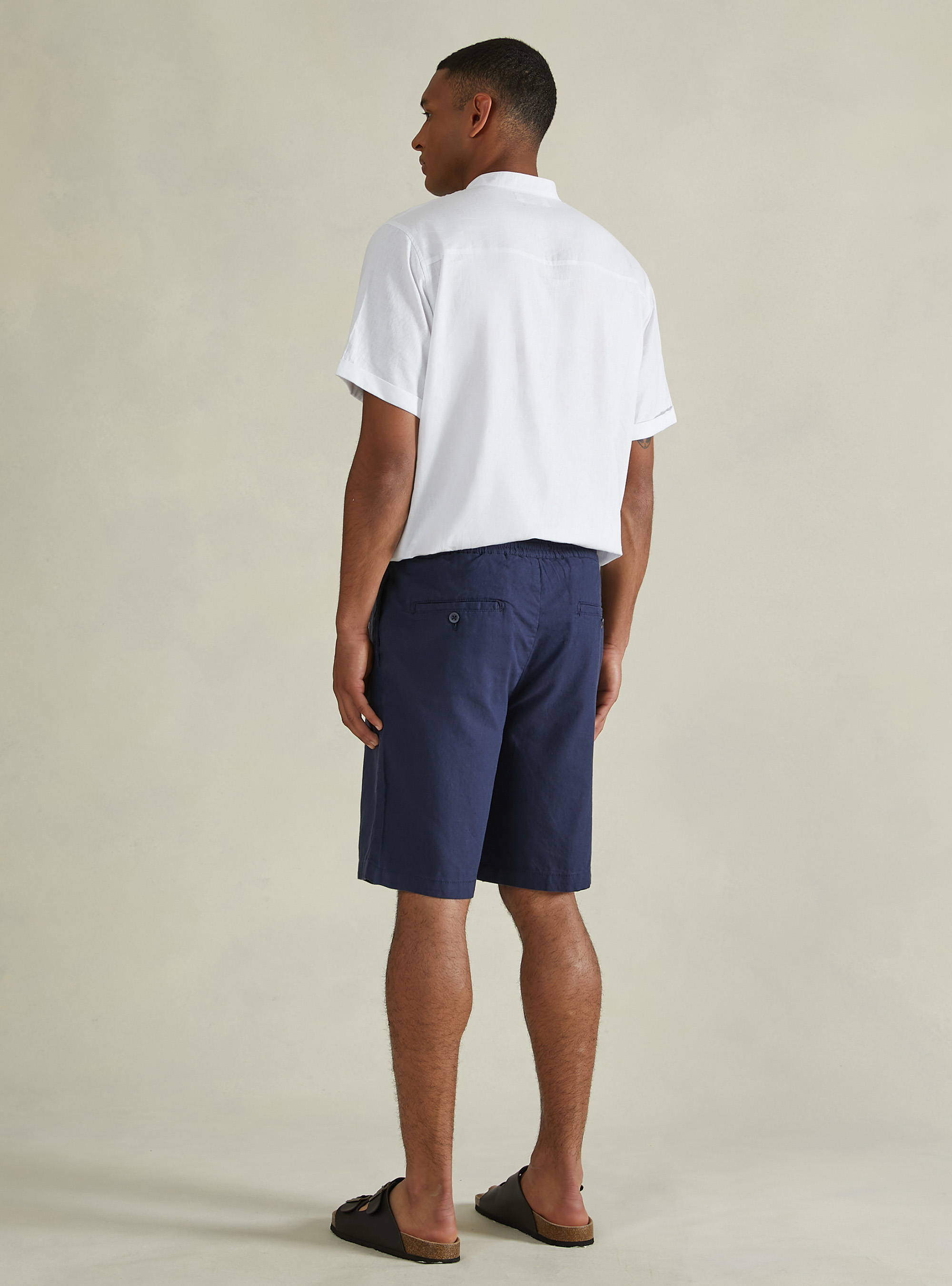Bermudashorts aus Leinen mit Kordelzug, NA2 NAVY MEDIUM